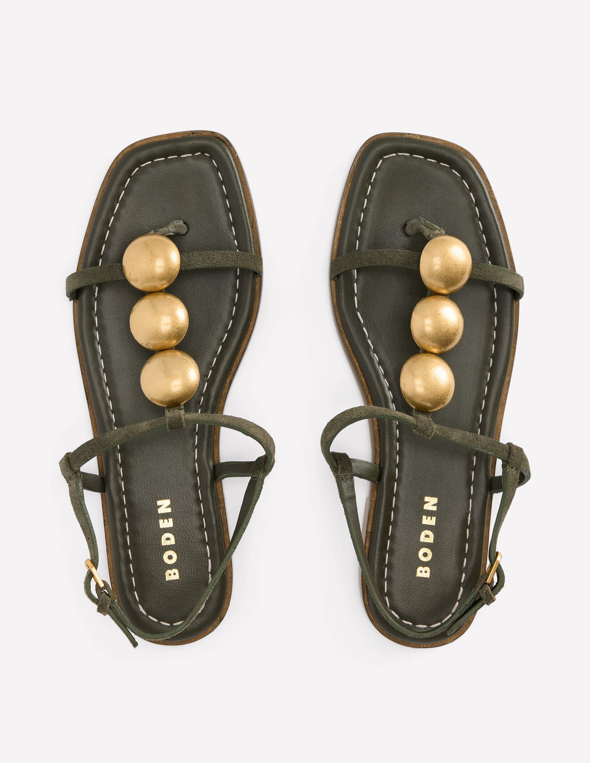 Disc Flat Sandals-Deep Olive-5