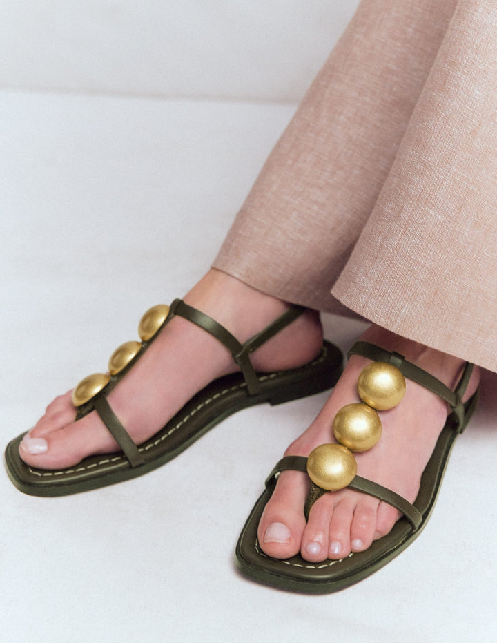Disc Flat Sandals-Deep Olive