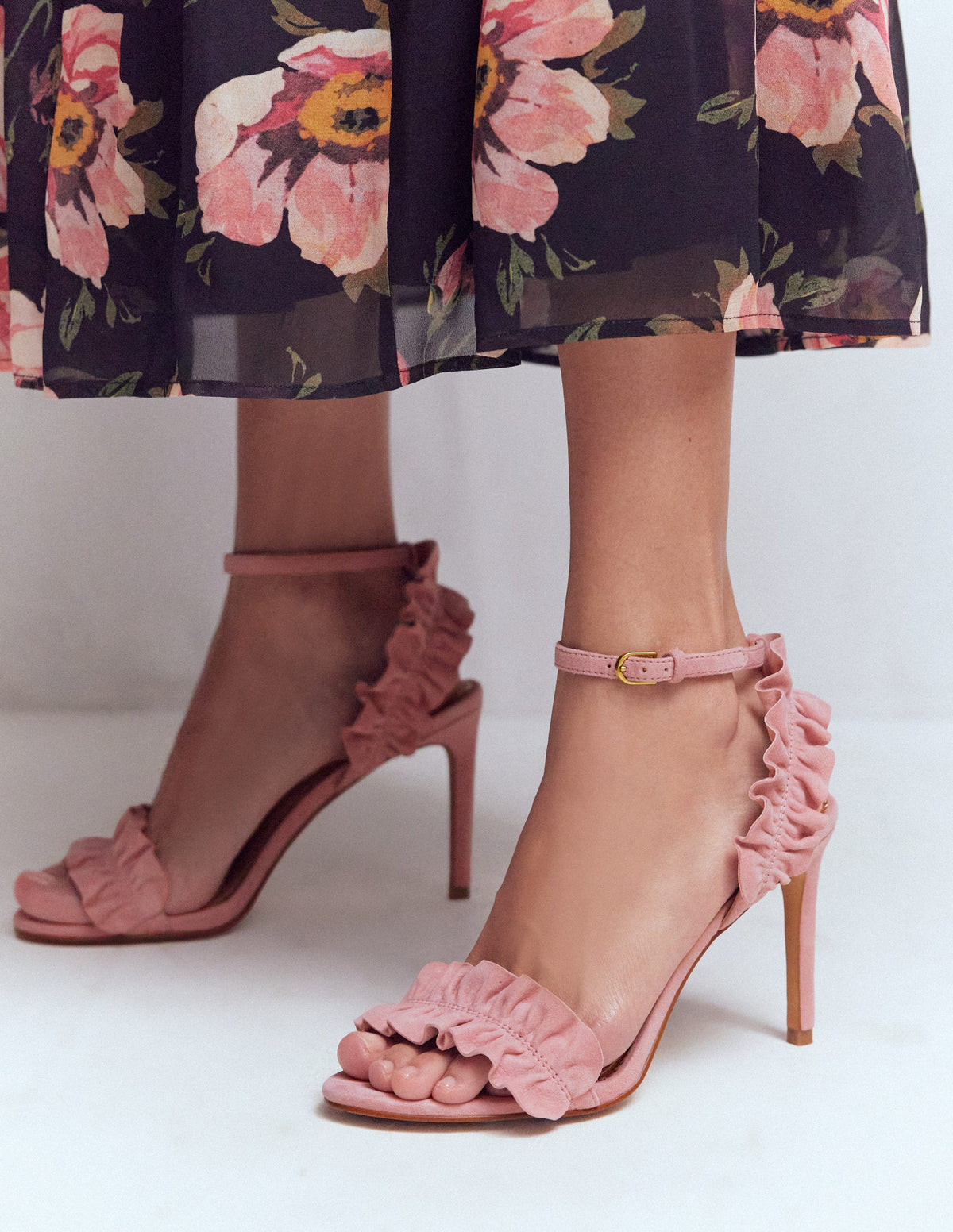 Pleat Detail Heeled Sandals-Almond Pink - Image 2