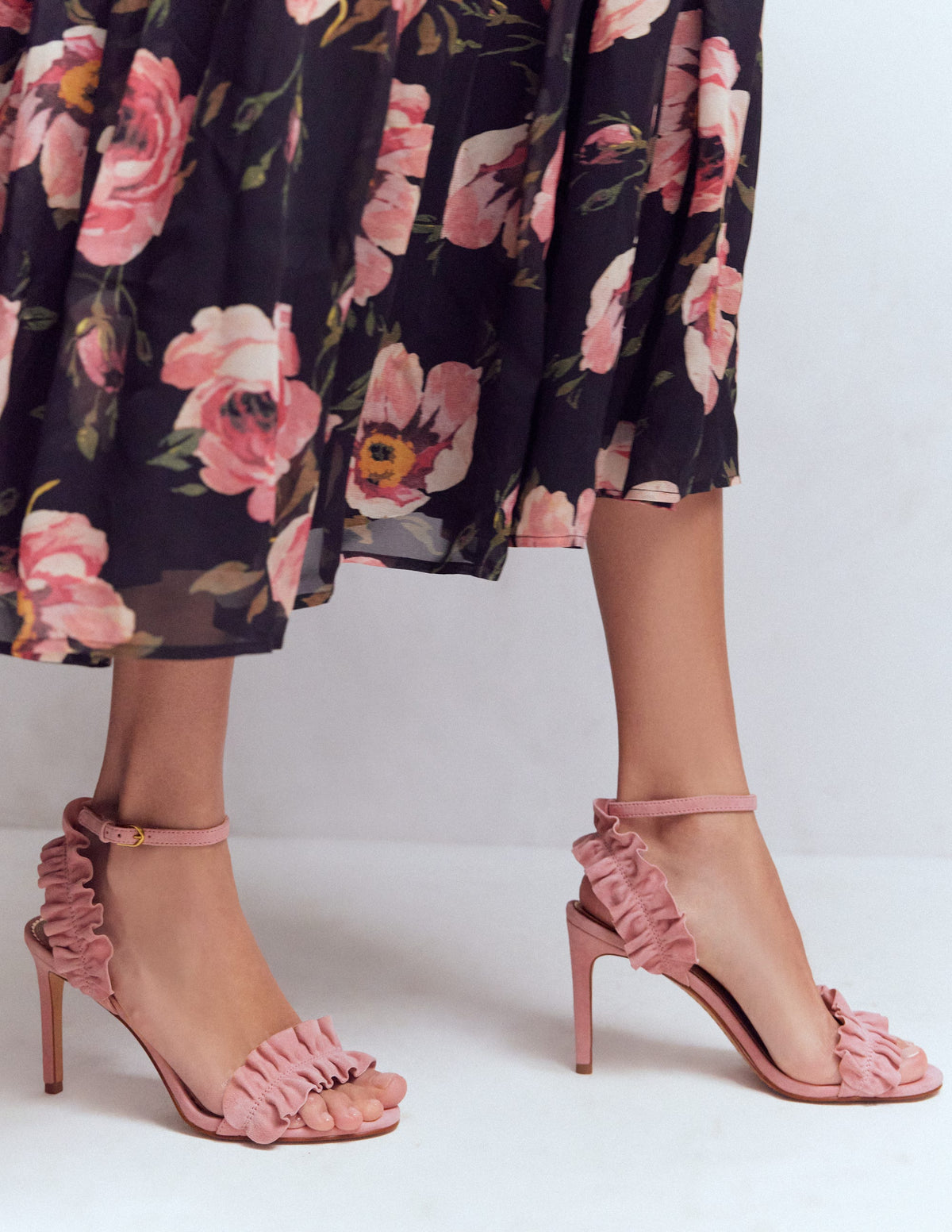 Pleat Detail Heeled Sandals-Almond Pink - Image 3