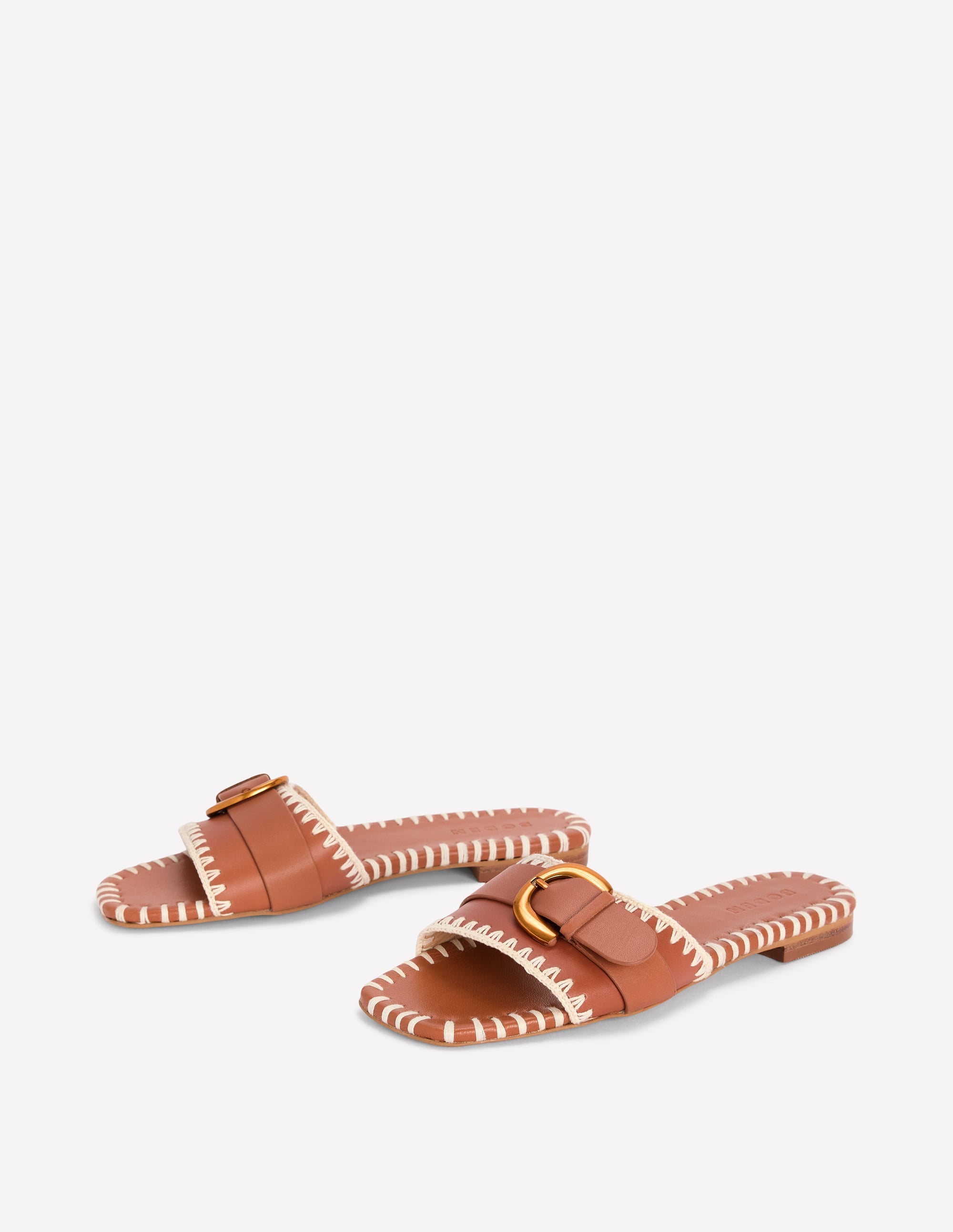 Trim Detail Flat Sandal-Tan - Image 3