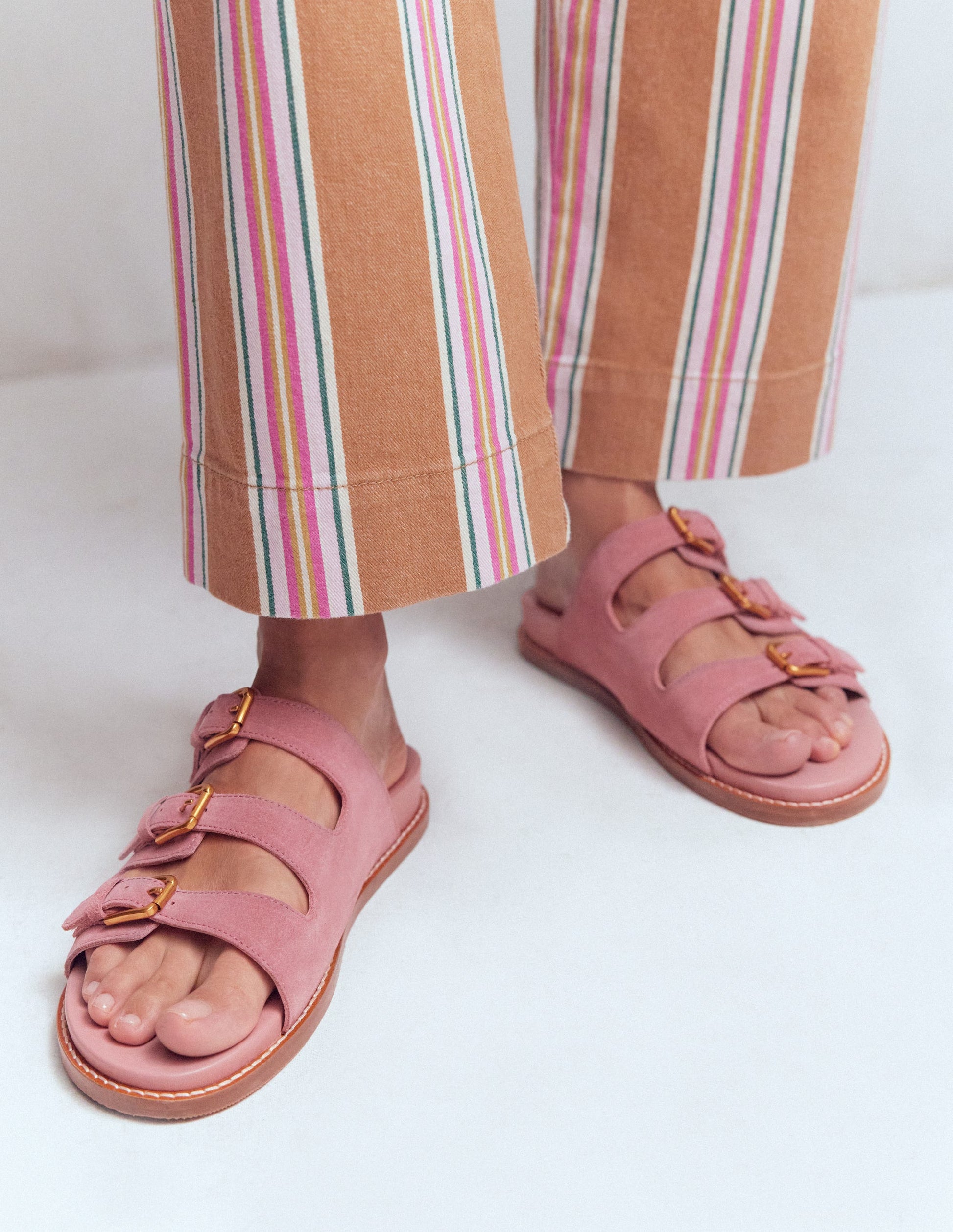 Triple Strap Footbed Sandal-Dusty Pink-2