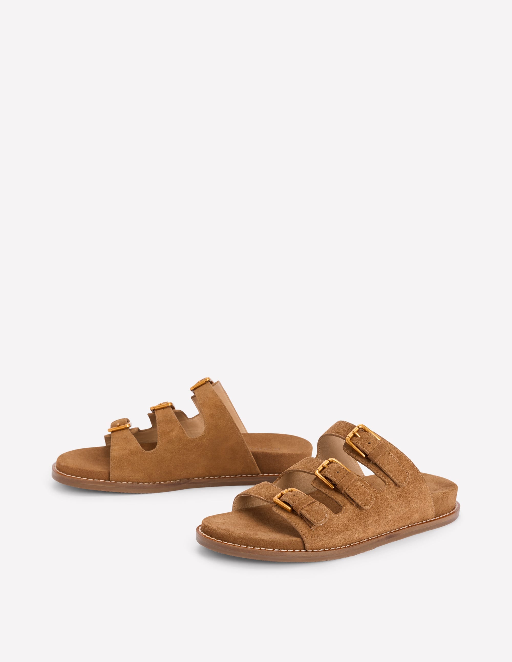 Triple Strap Footbed Sandal-Tan - Image 3