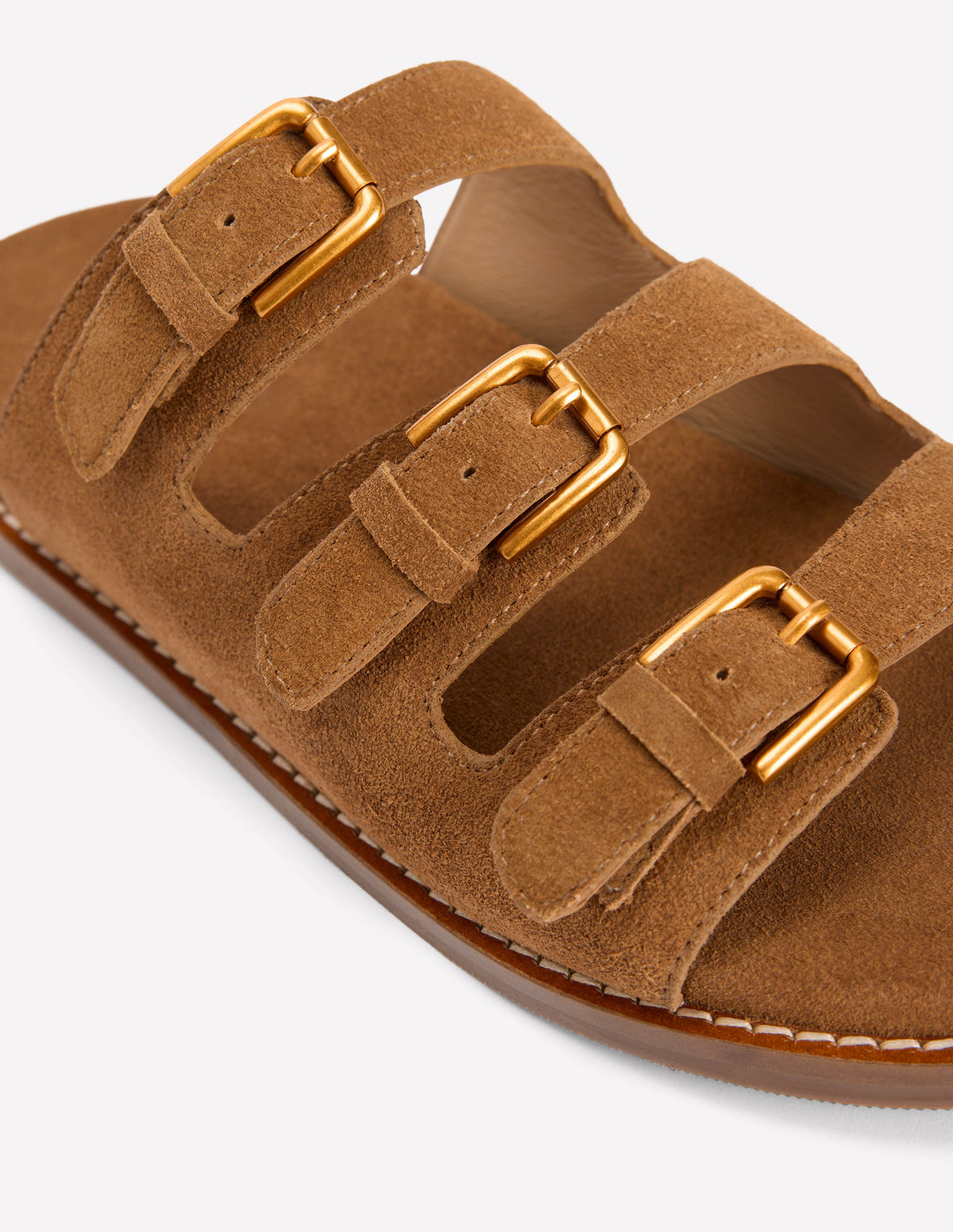 Triple Strap Footbed Sandal-Tan - Image 4