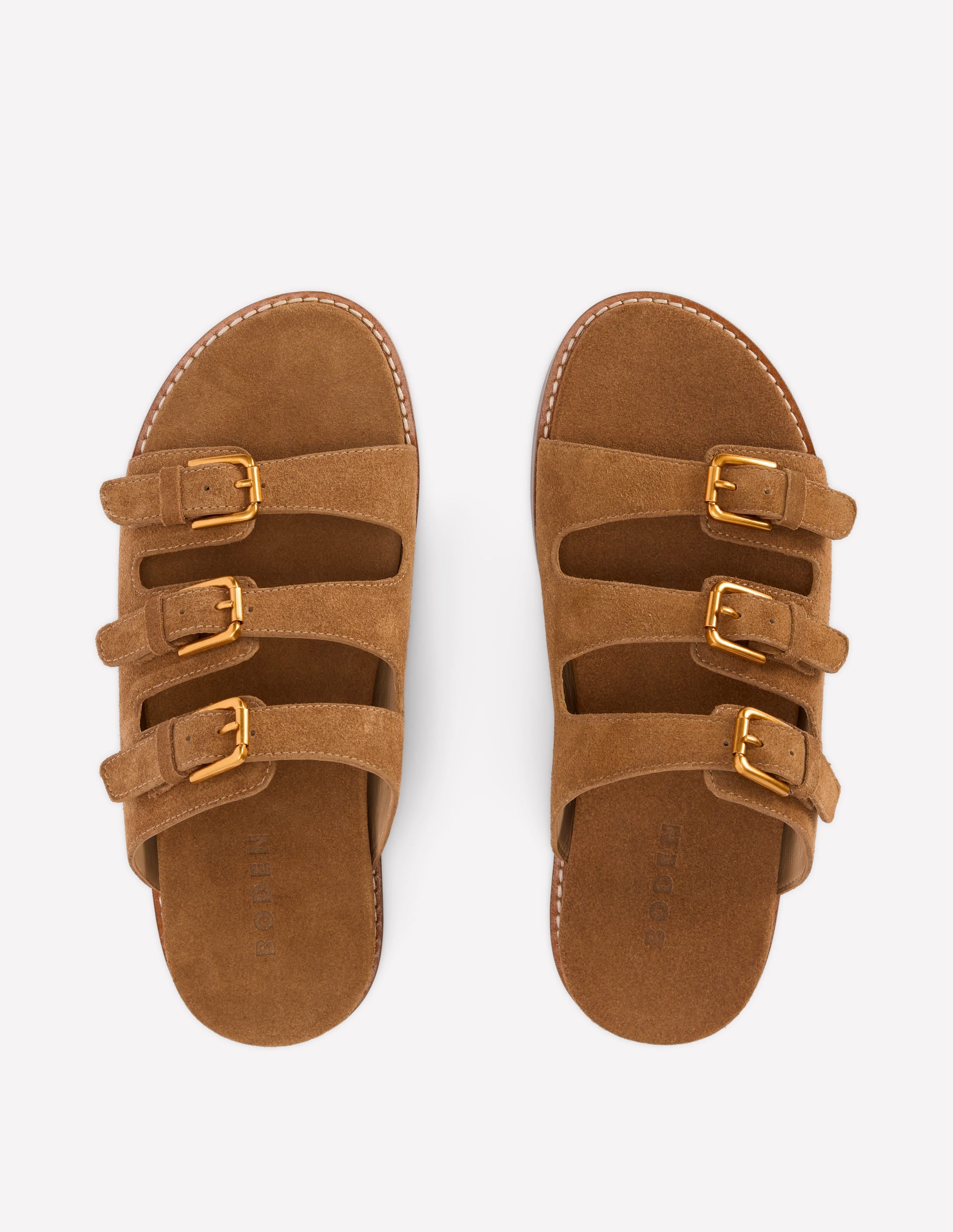 Triple Strap Footbed Sandal-Tan - Image 5