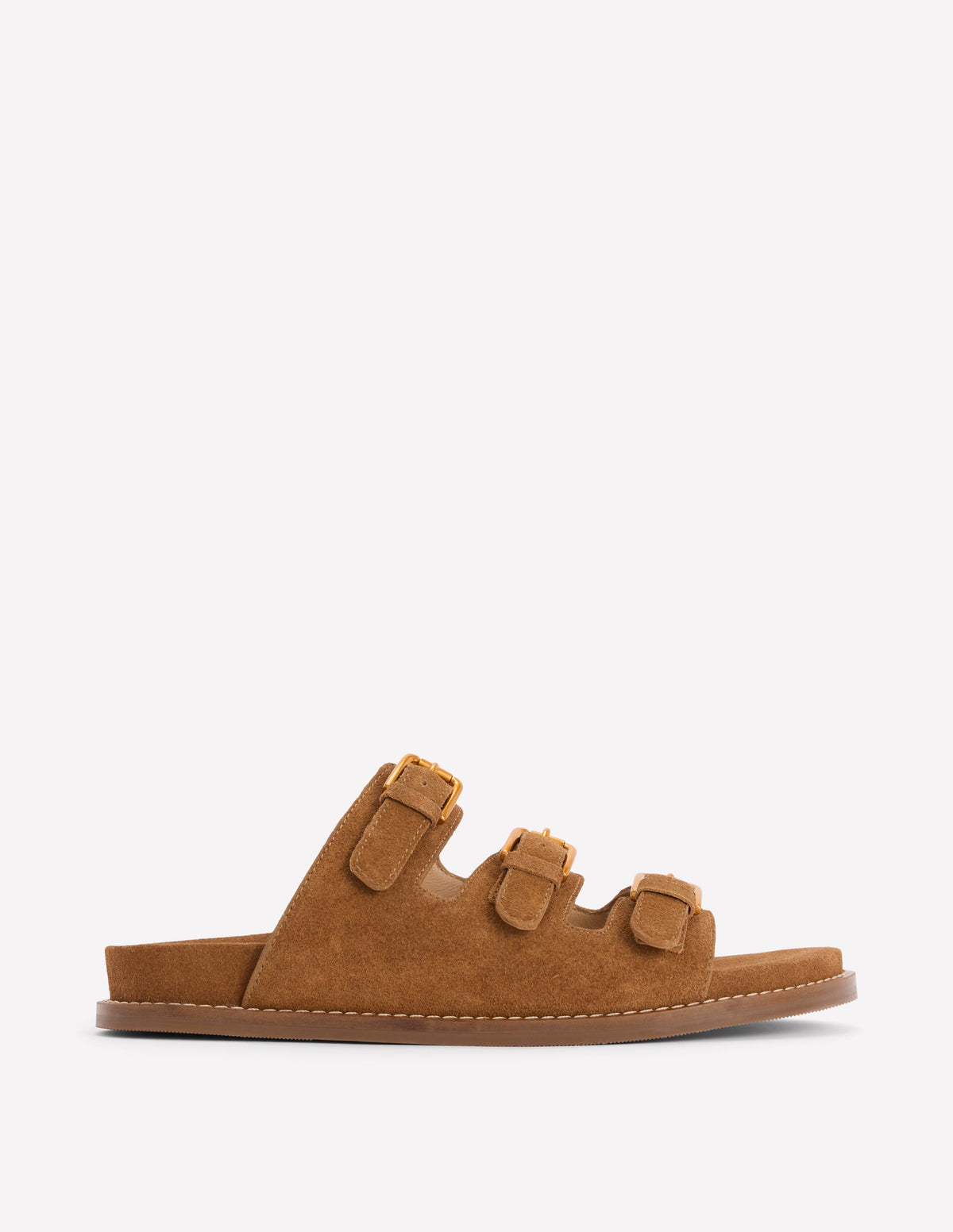 Triple Strap Footbed Sandal-Tan - Image 1
