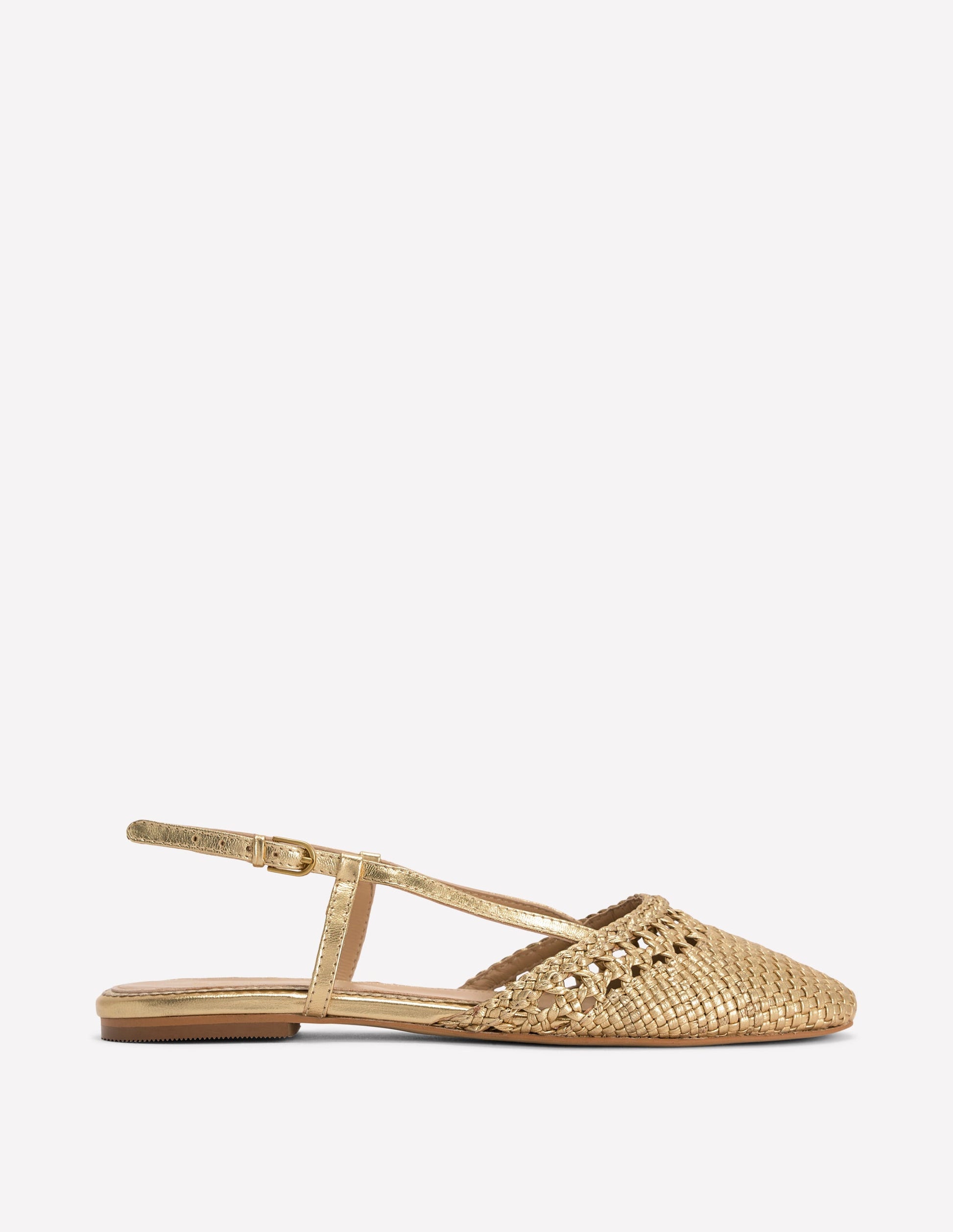 Woven Slingback Flats-Gold-1