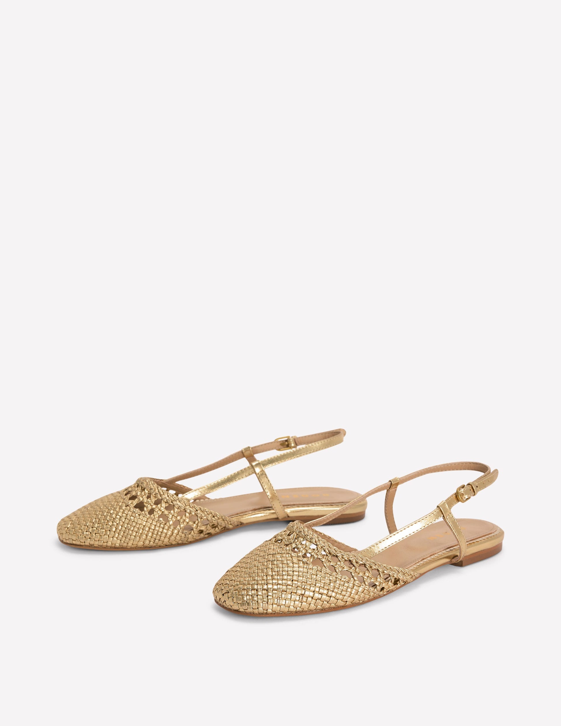 Woven Slingback Flats-Gold-3