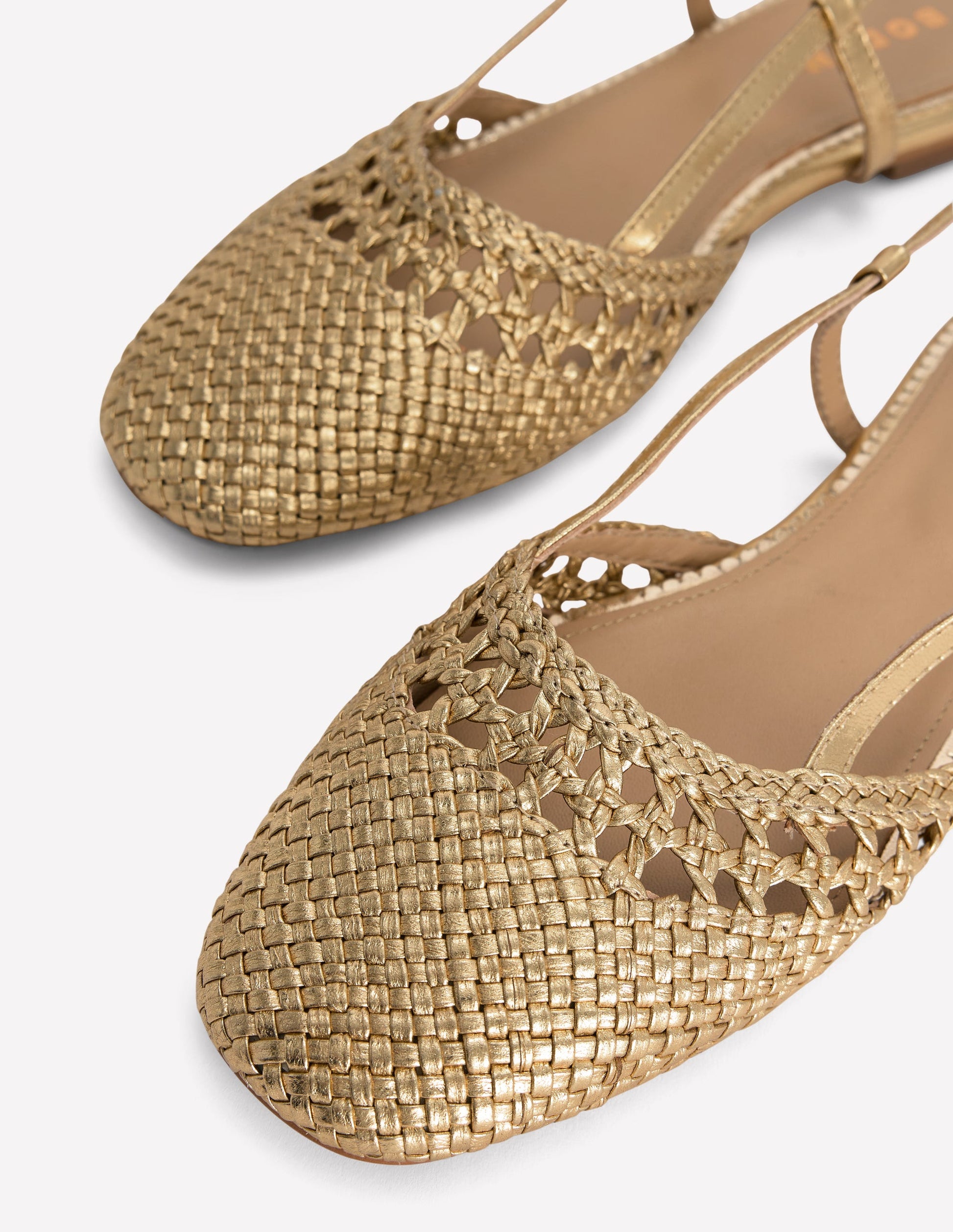 Woven Slingback Flats-Gold-4