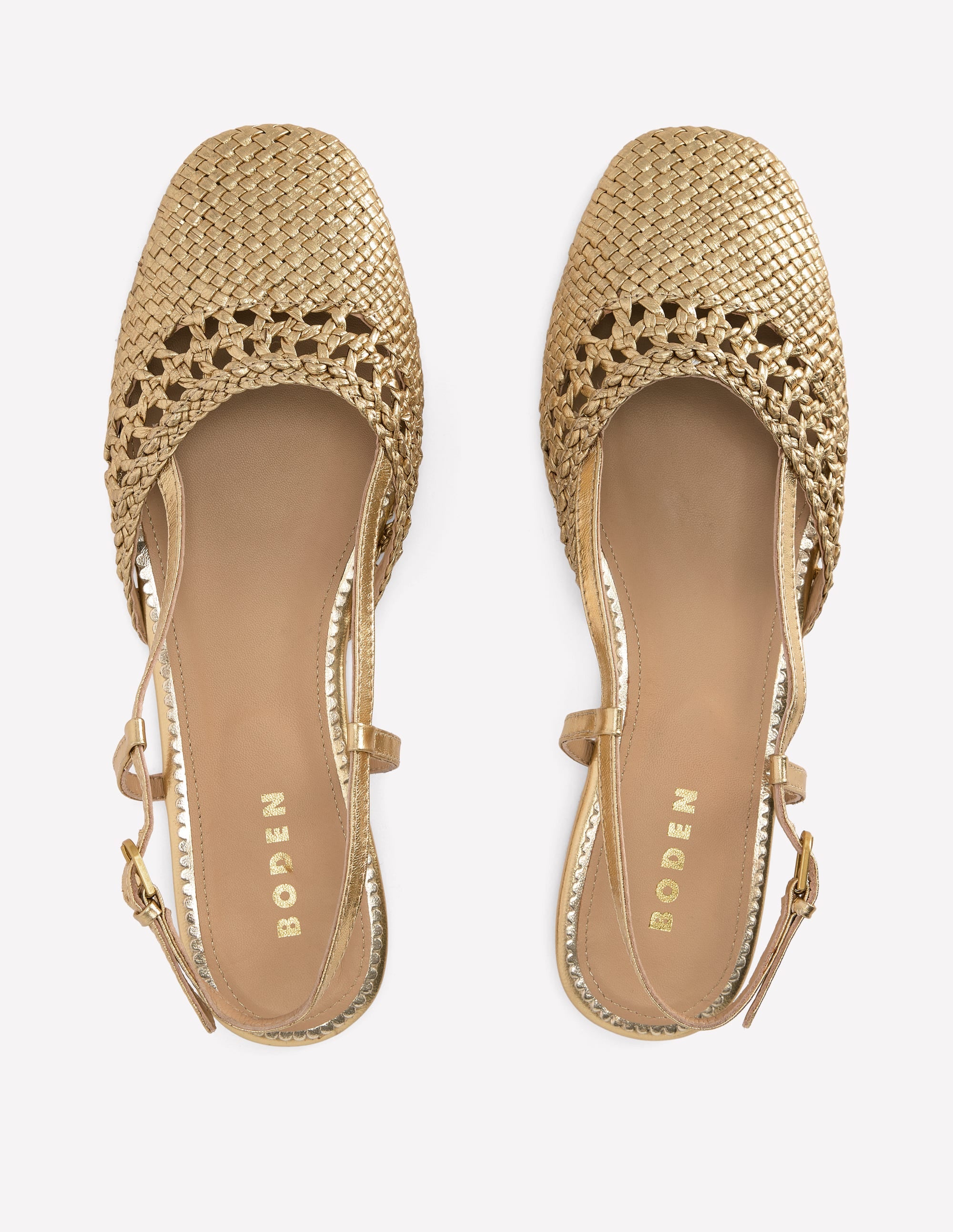 Woven Slingback Flats-Gold - Image 5