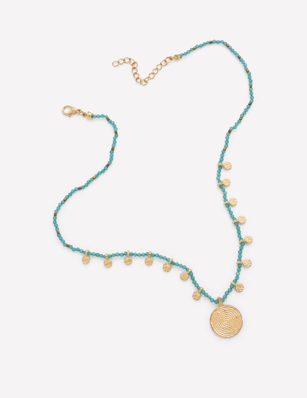 Short Bead Strand Necklace-Blue-4