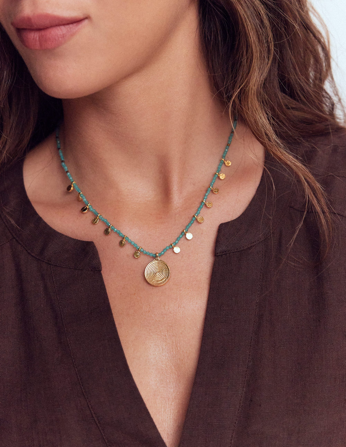 Short Bead Strand Necklace-Blue - Image 3