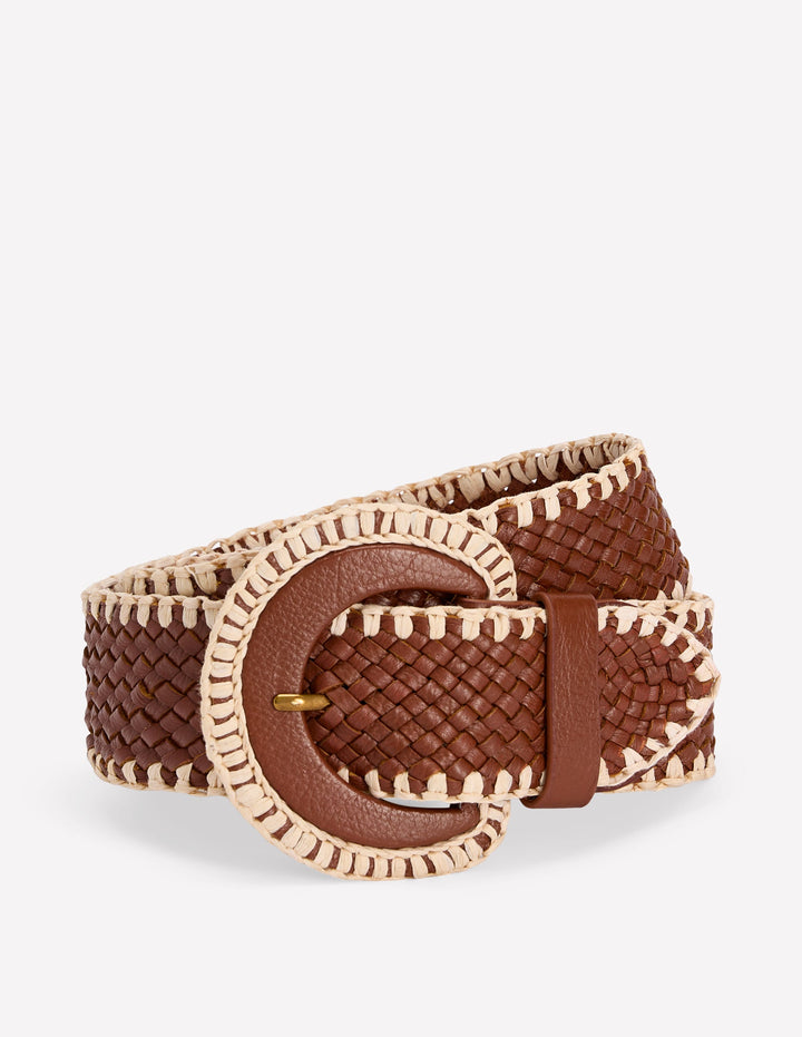 Woven Stitch Belt-Tan