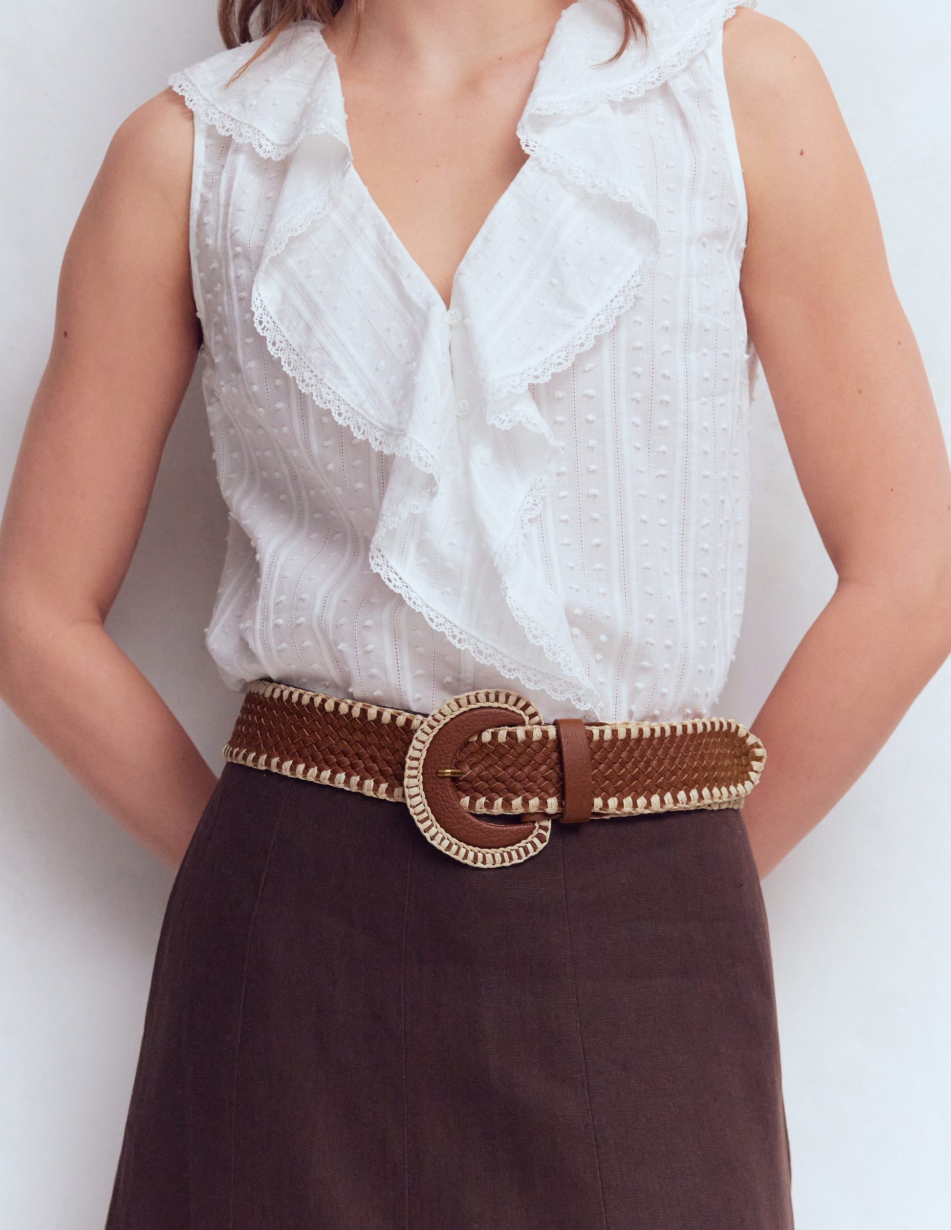 Woven Stitch Belt-Tan-2