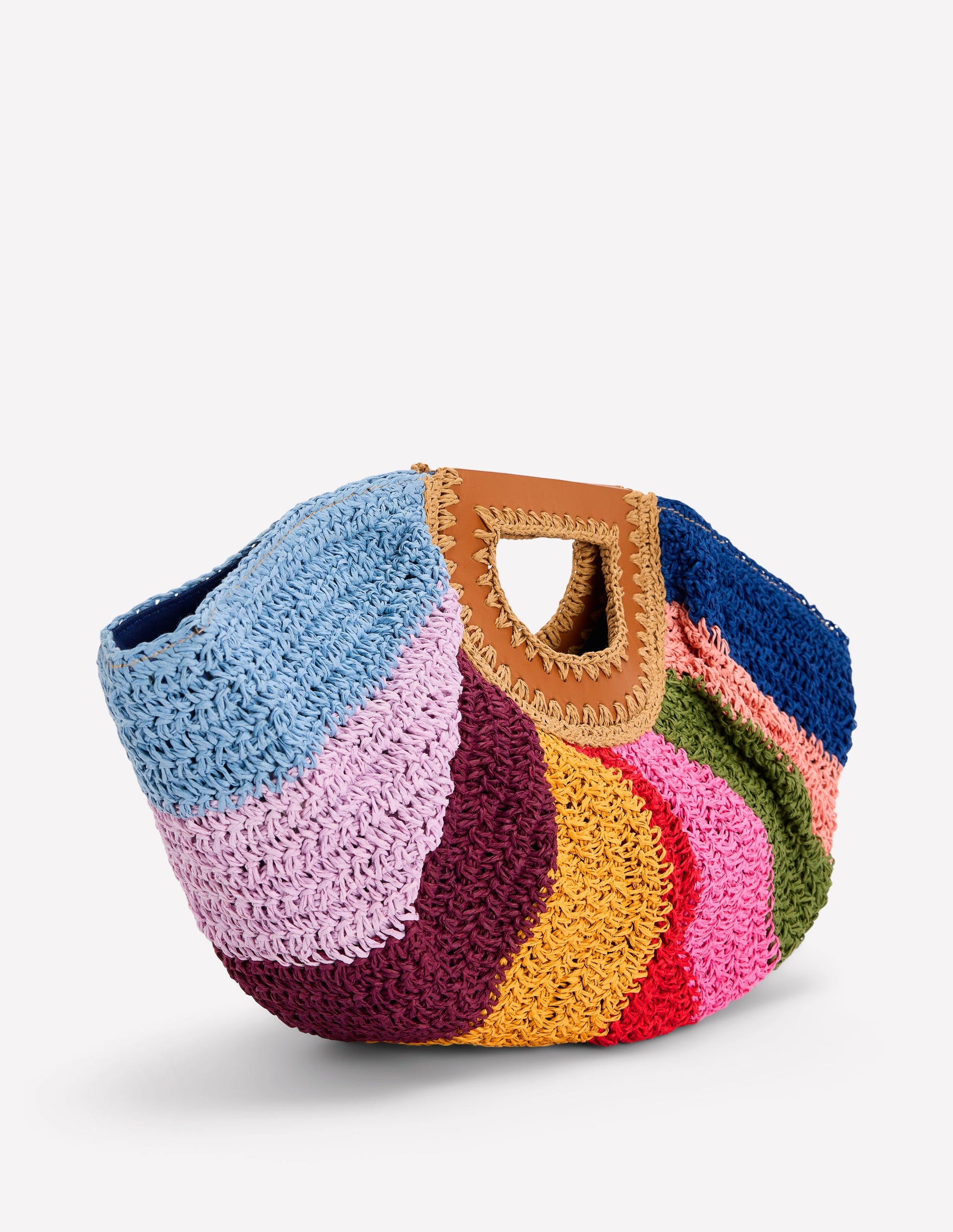 Raffia Moon Clutch-Multi Stripe-3