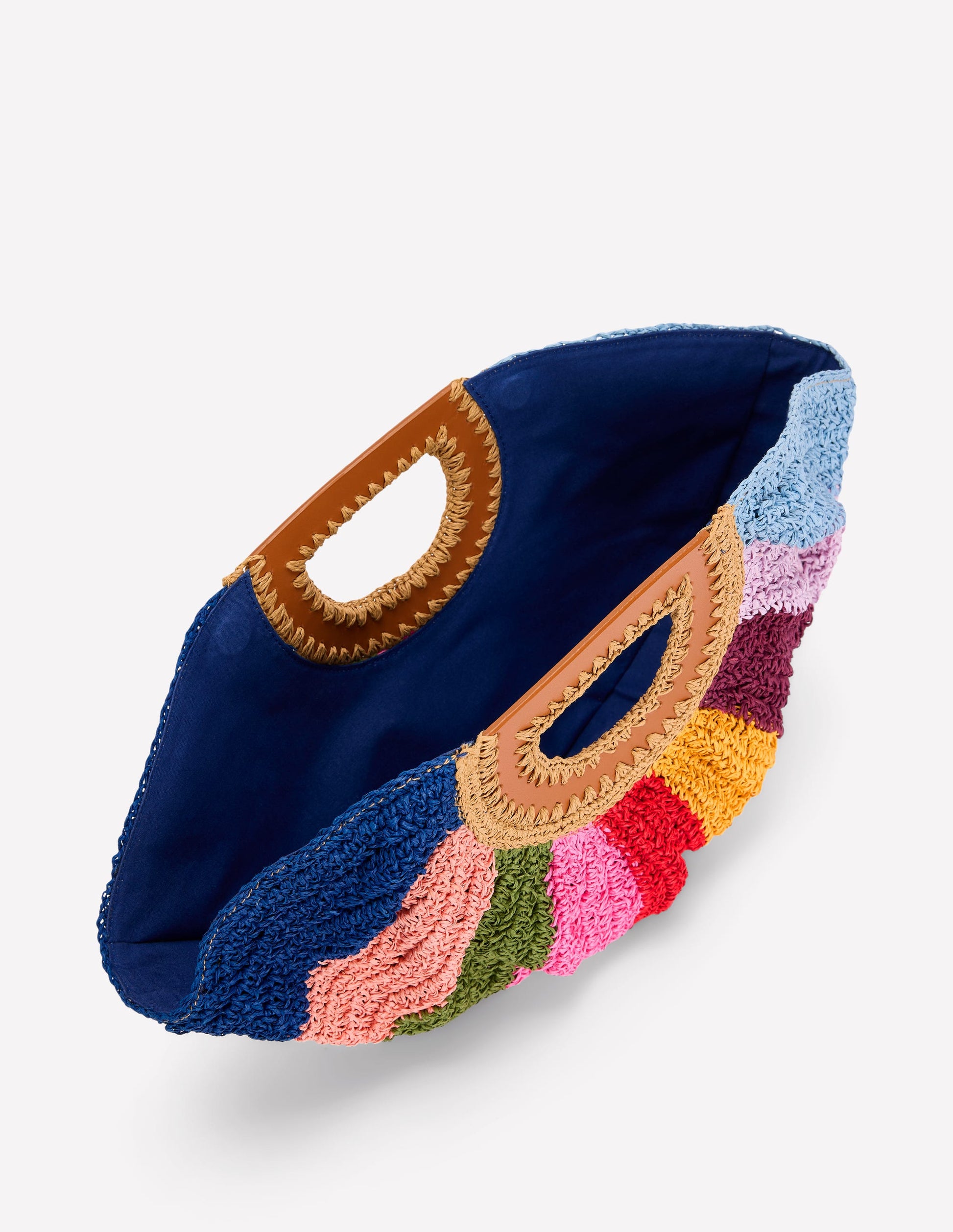 Raffia Moon Clutch-Multi Stripe-5