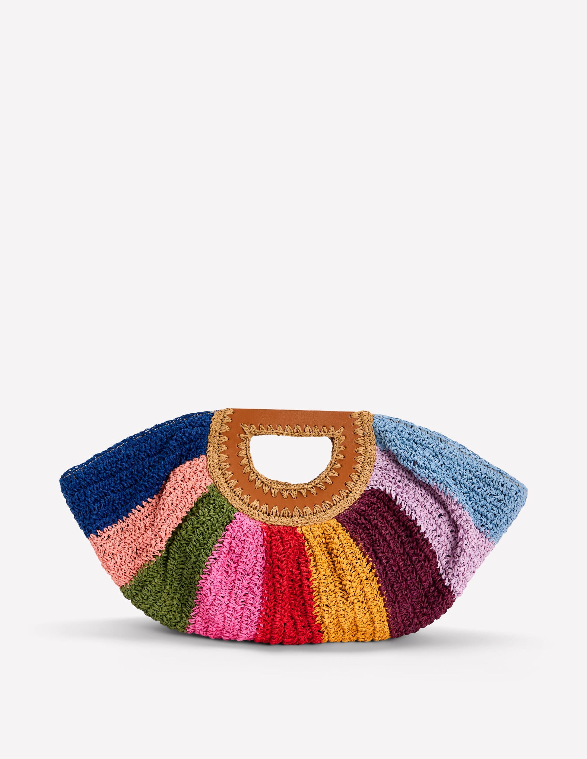 Raffia Moon Clutch-Multi Stripe-1