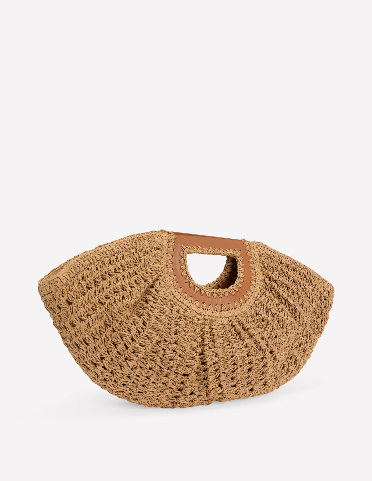 Raffia Moon Clutch-Natural Raffia - Image 4