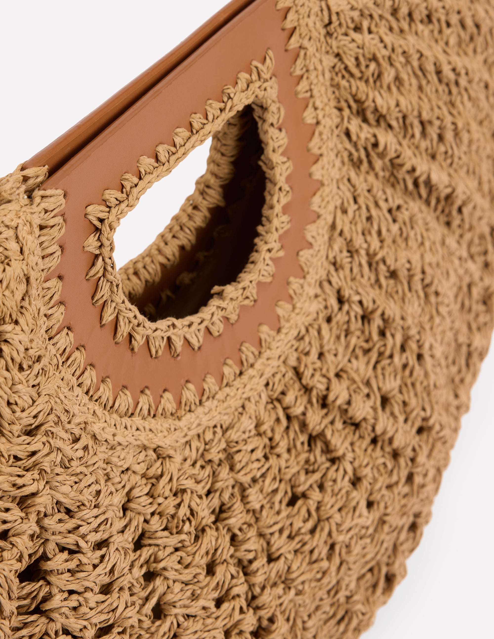 Raffia Moon Clutch-Natural Raffia - Image 5