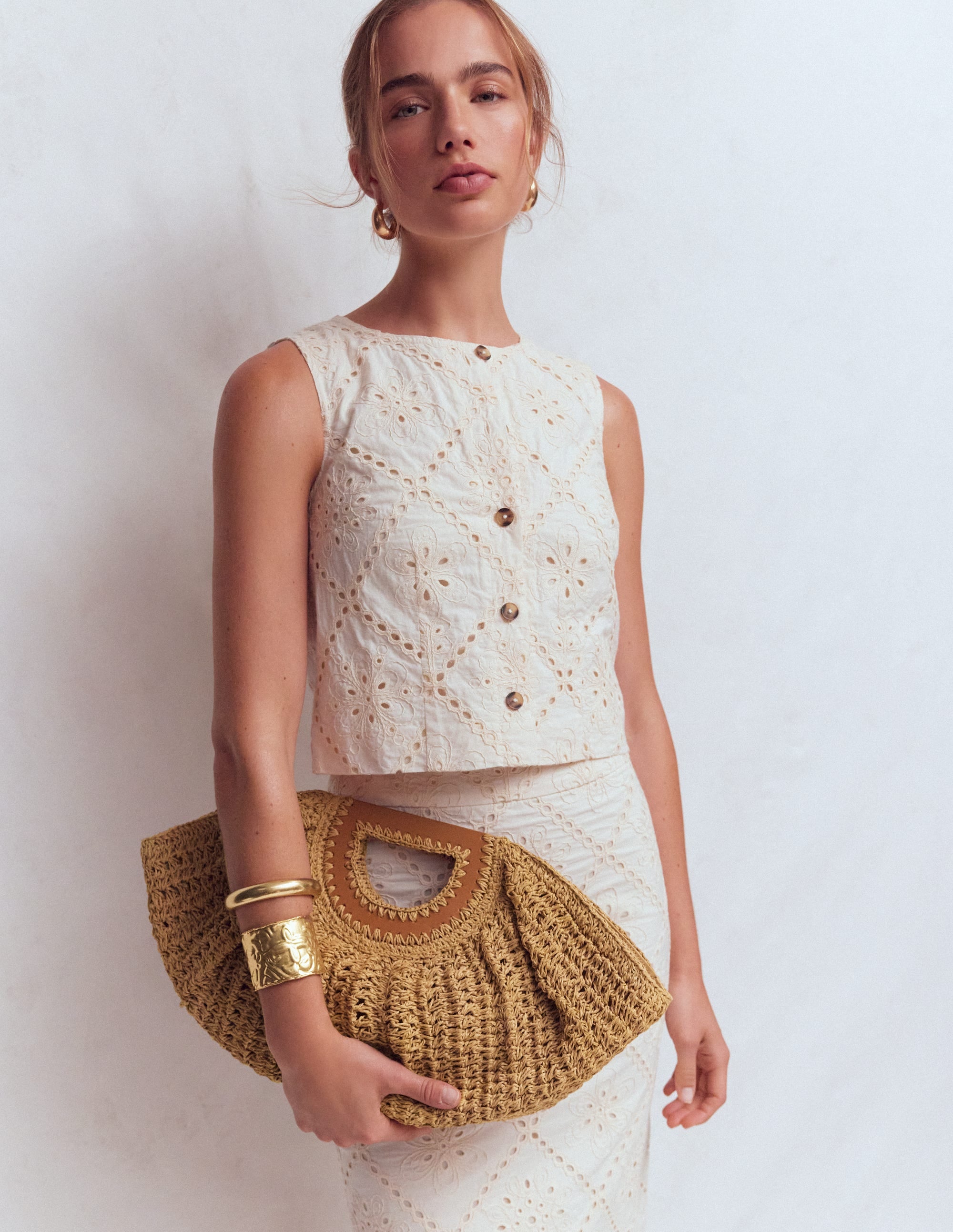 Raffia Moon Clutch-Natural Raffia - Image 2