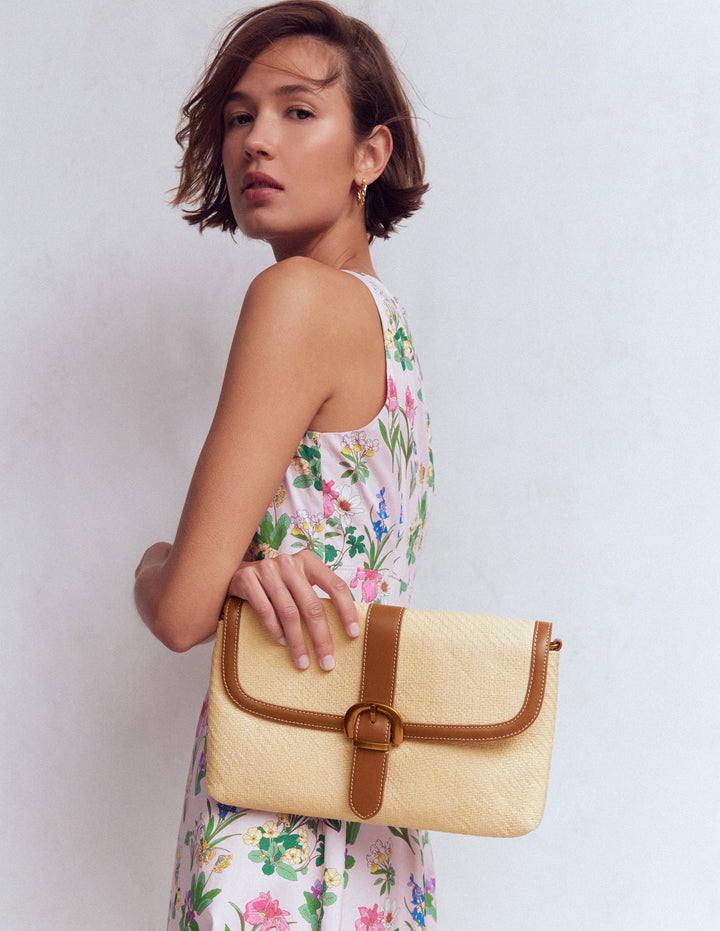 Buckle Clutch-Natural Raffia