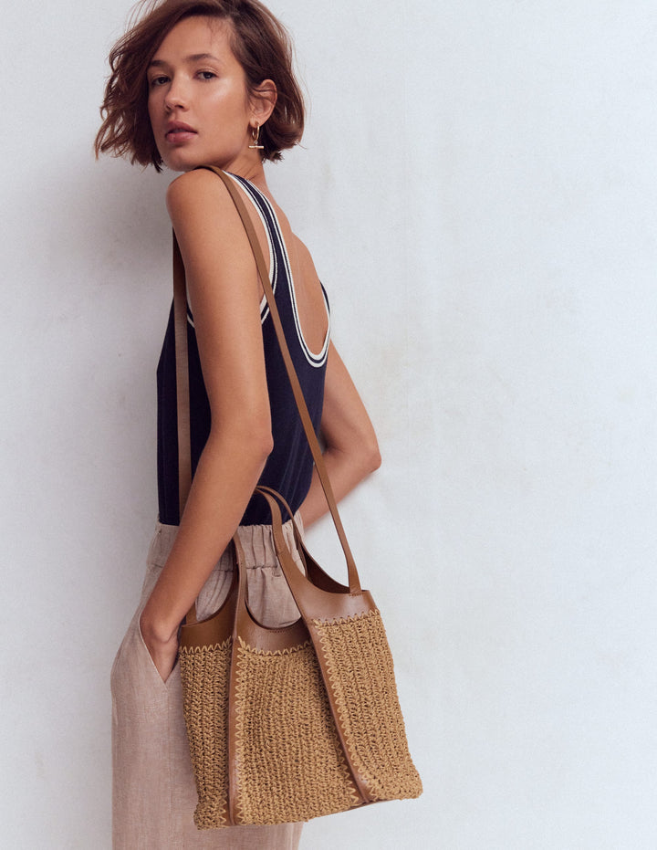 Mini Straw Tote-Natural