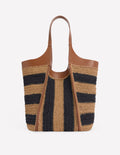 Straw Tote-Navy/Natural Stripe