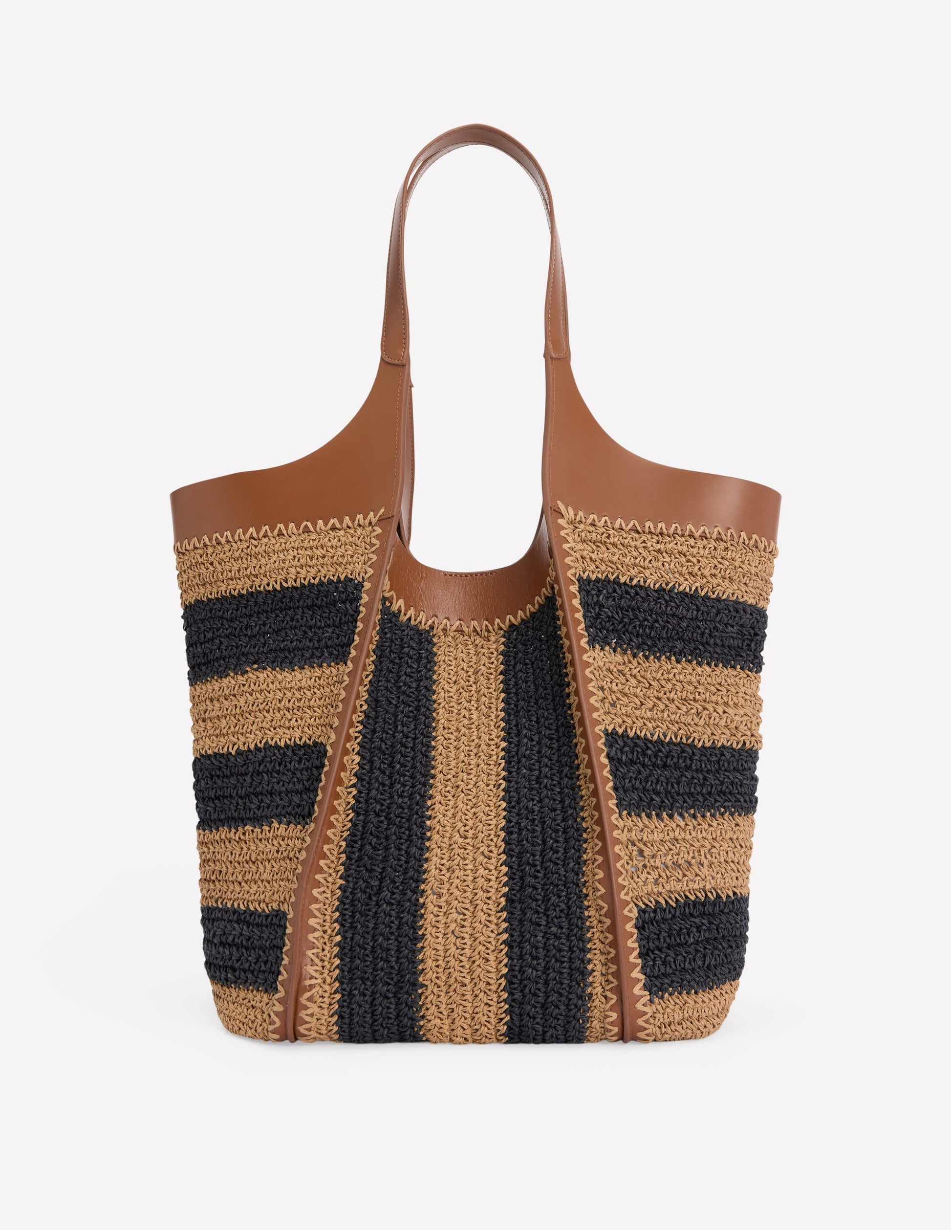 Straw Tote-Navy/Natural Stripe-1