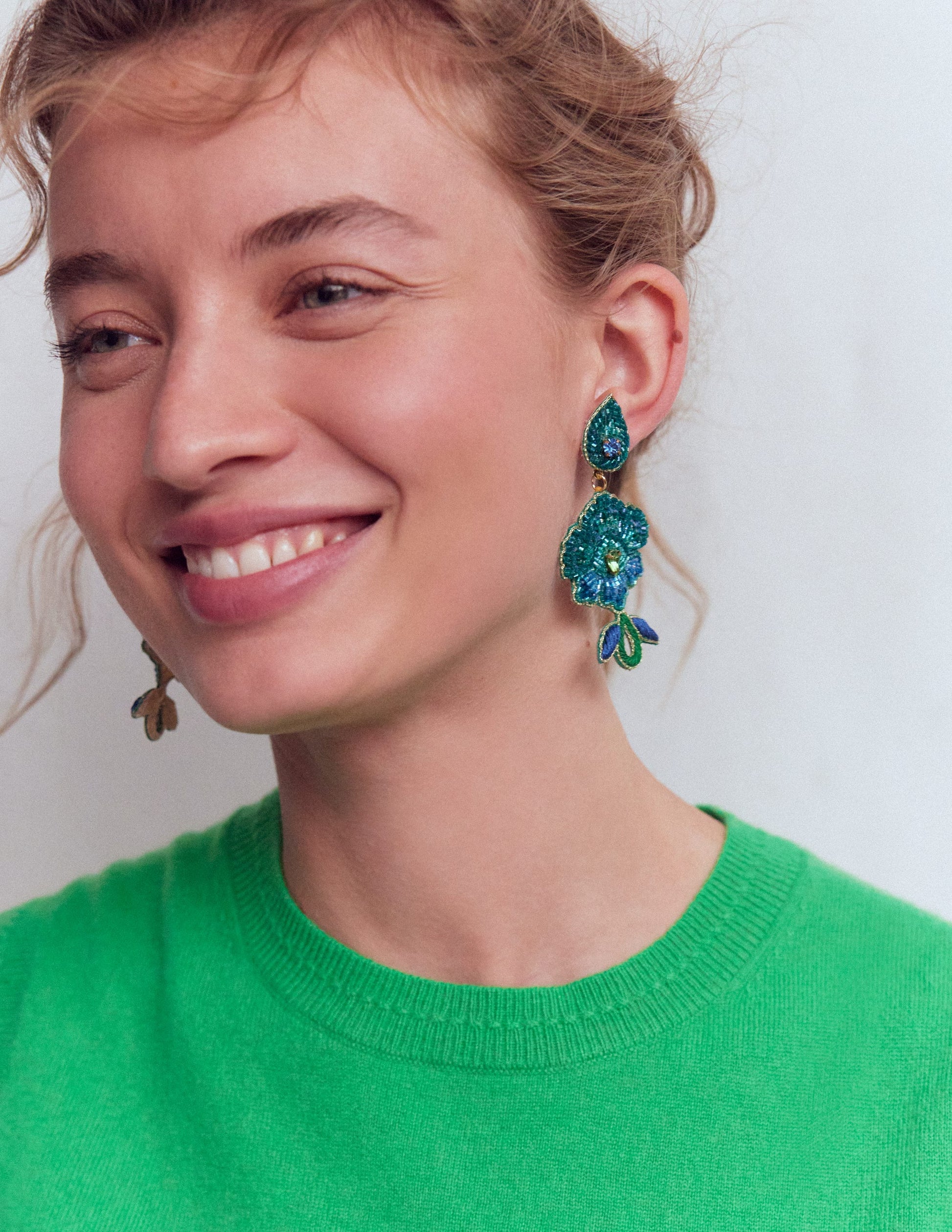 Flower Occassion Earring-Blue-2
