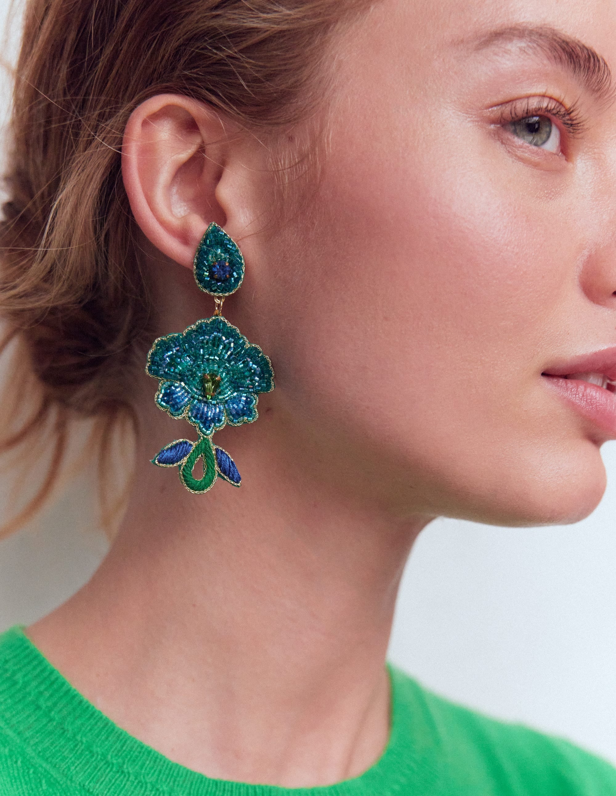 Flower Occassion Earring-Blue - Image 3
