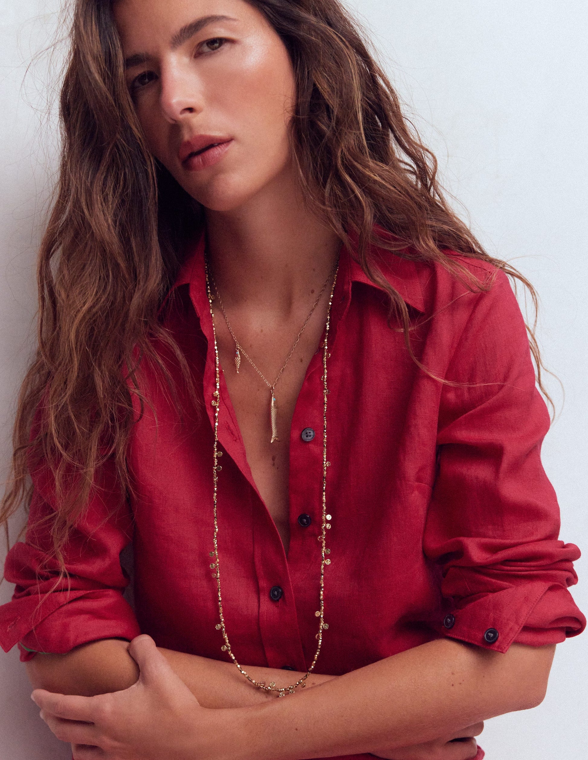 Double Strand Bead Necklace-Gold-2