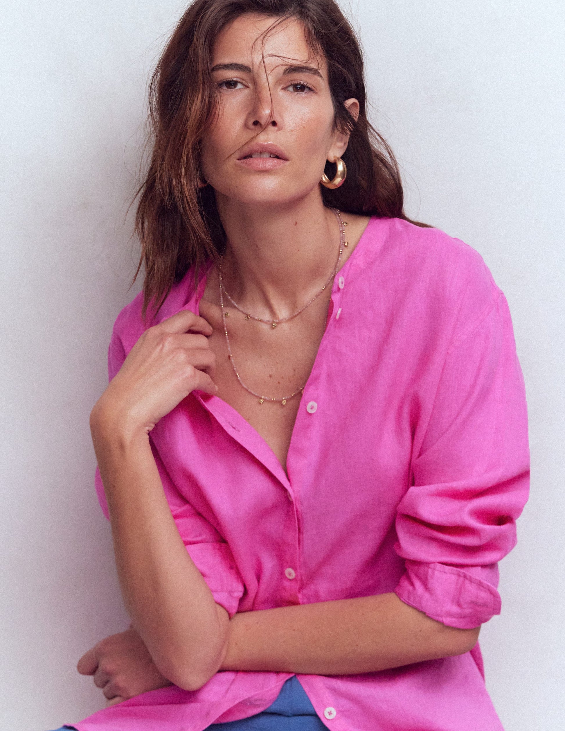 Double Strand Bead Necklace-Pink-3