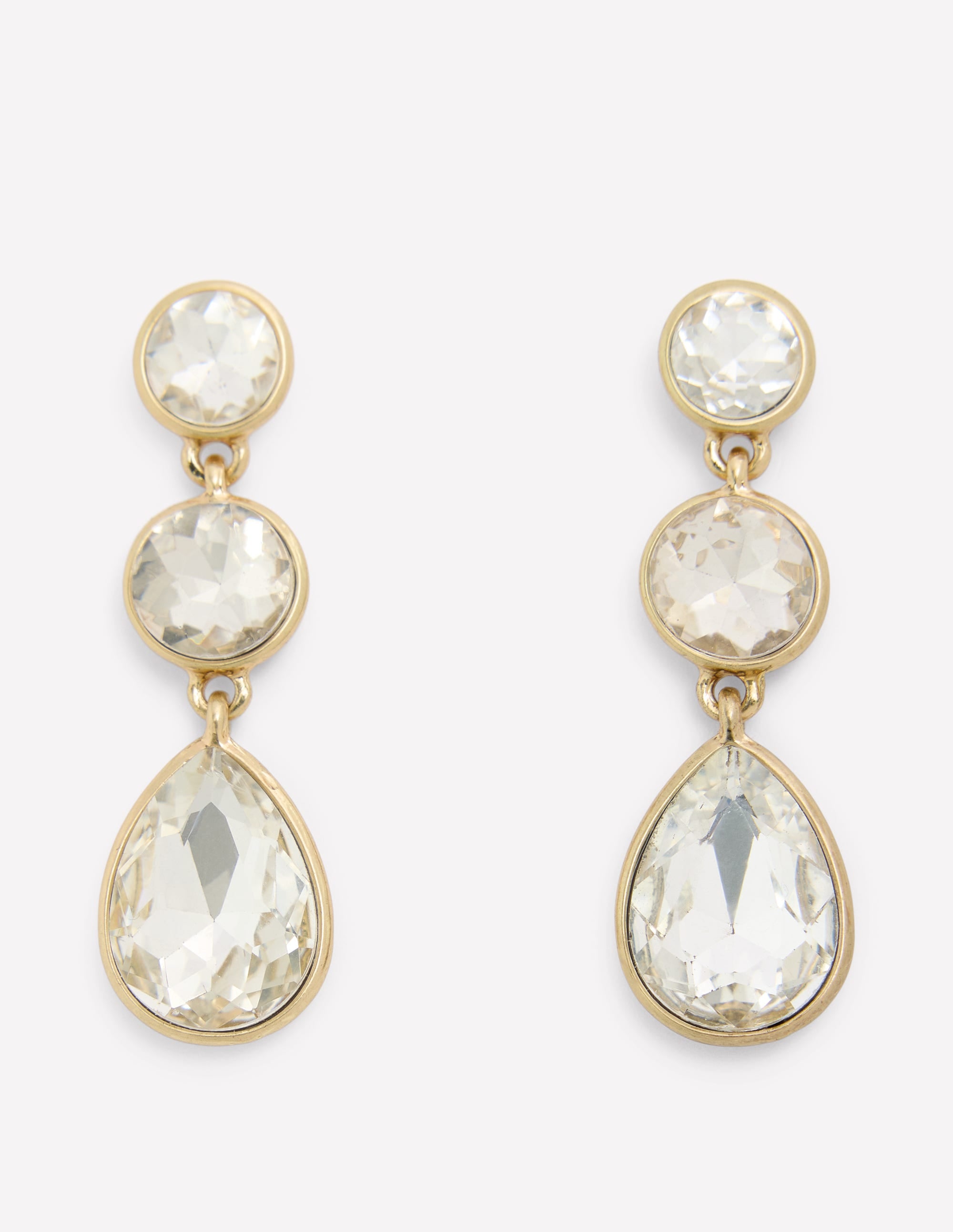 Small Jewel Drop Earrings-Clear - Image 1