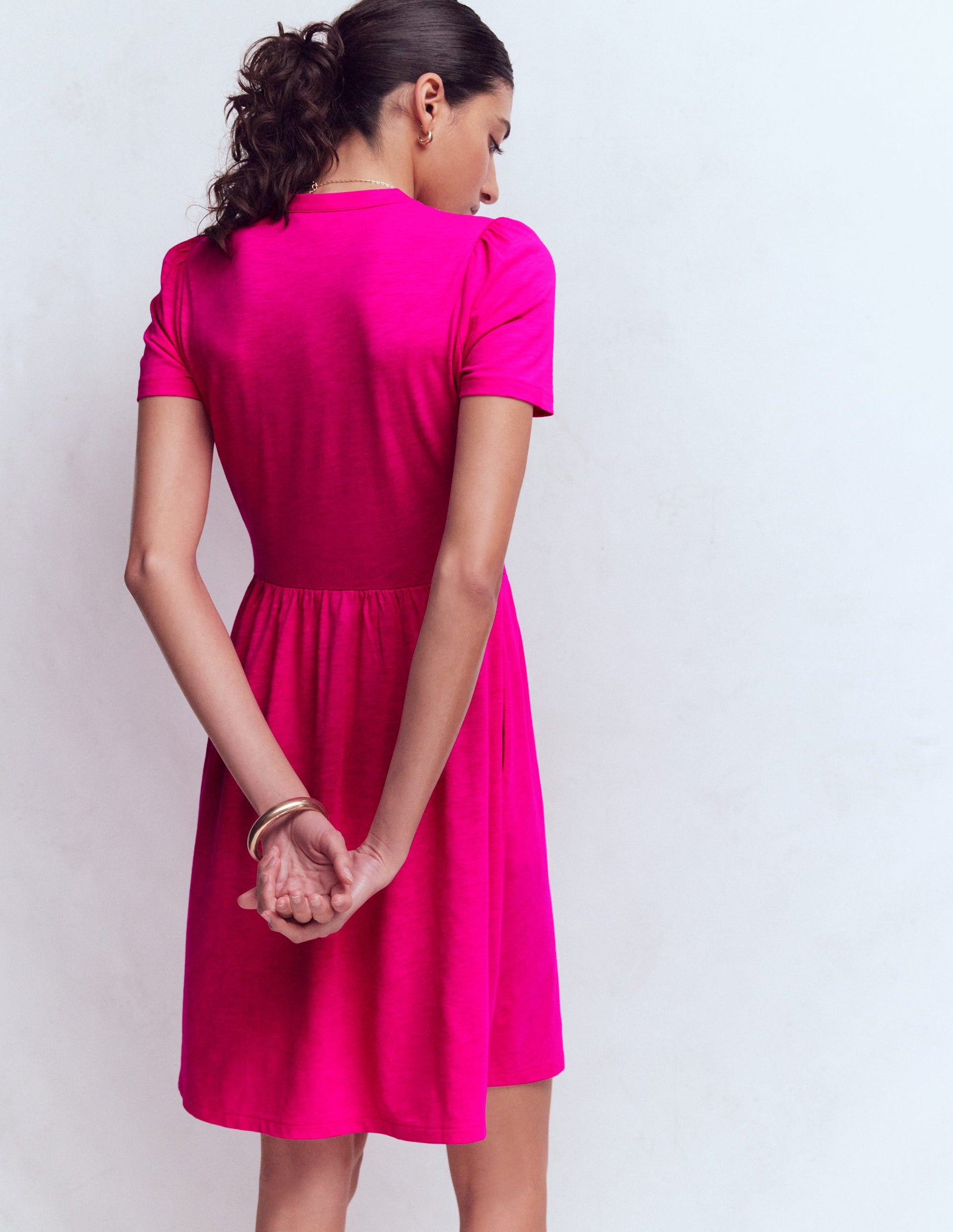 Naomi Short Jersey Dress-Pink Peony-3