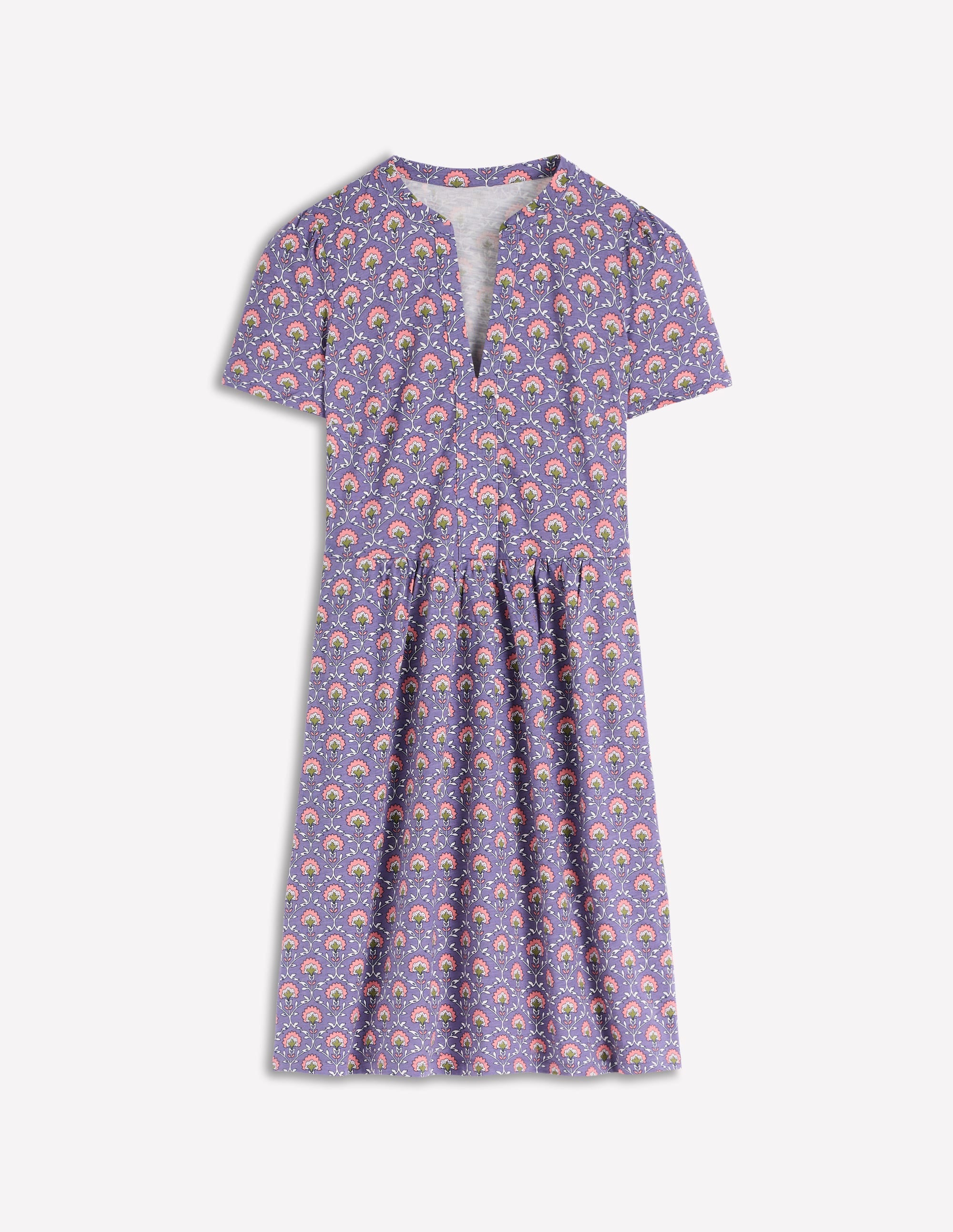 Naomi Short Sleeve Dress - Purple Thistle, Flower Lattice | Boden USA