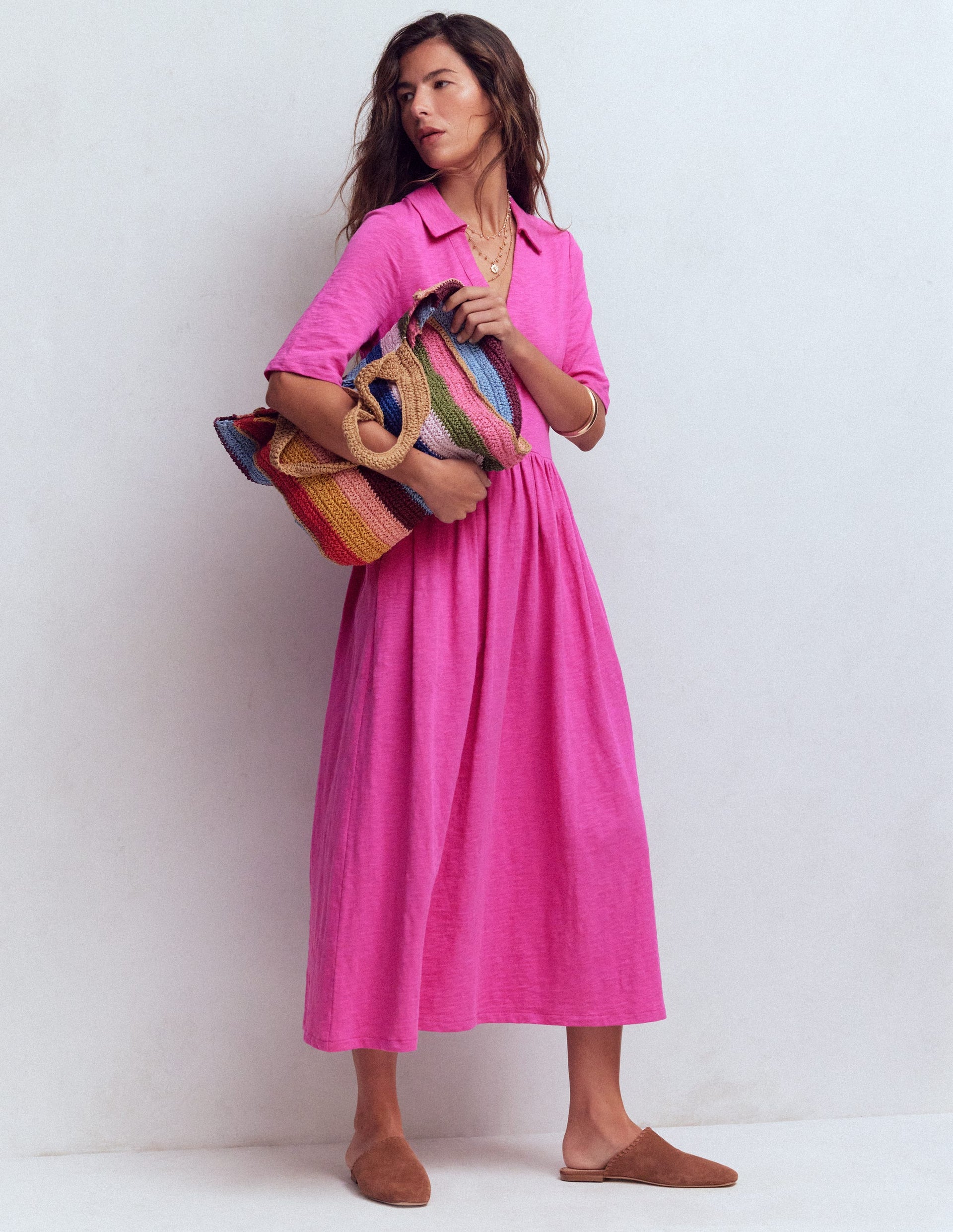 Aria Collared Jersey Dress - Passion Flower