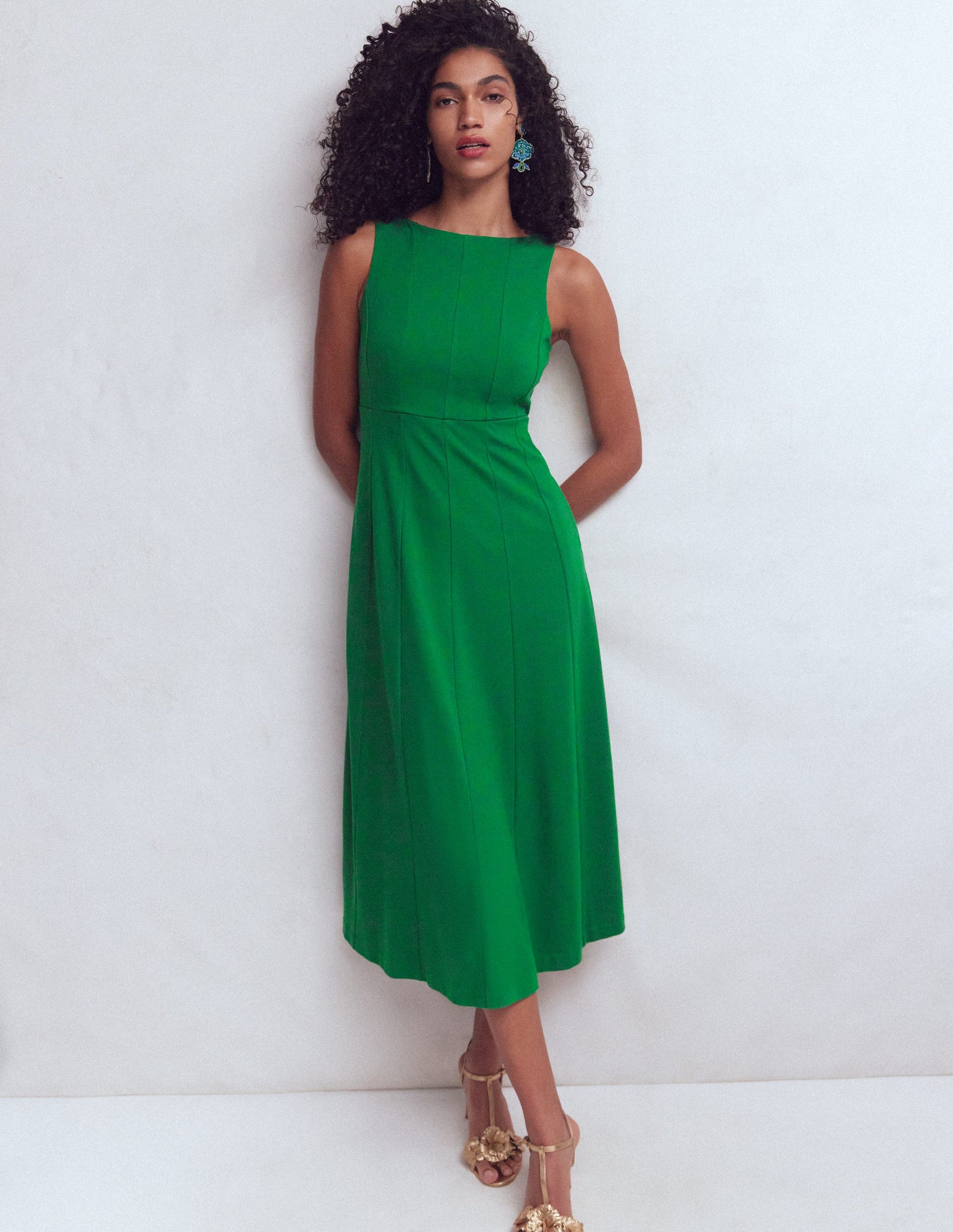 Sleeveless Ponte Midi Dress-Fresh Green | Boden USA Sleeveless Ponte Midi Dress-Fresh Green | Boden USA