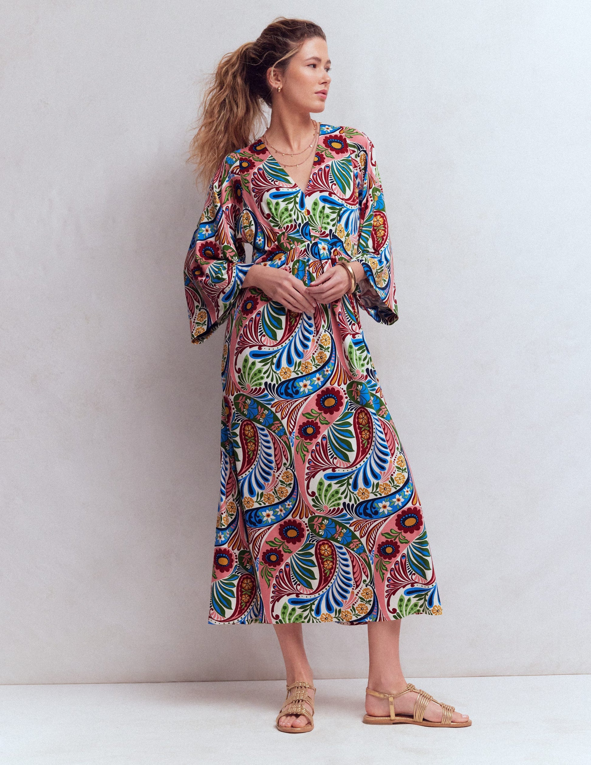Boden Women's Nell Kimono Midi Jersey Dress | Size 4 Boden Women's Nell Kimono Midi Jersey Dress | Size 4