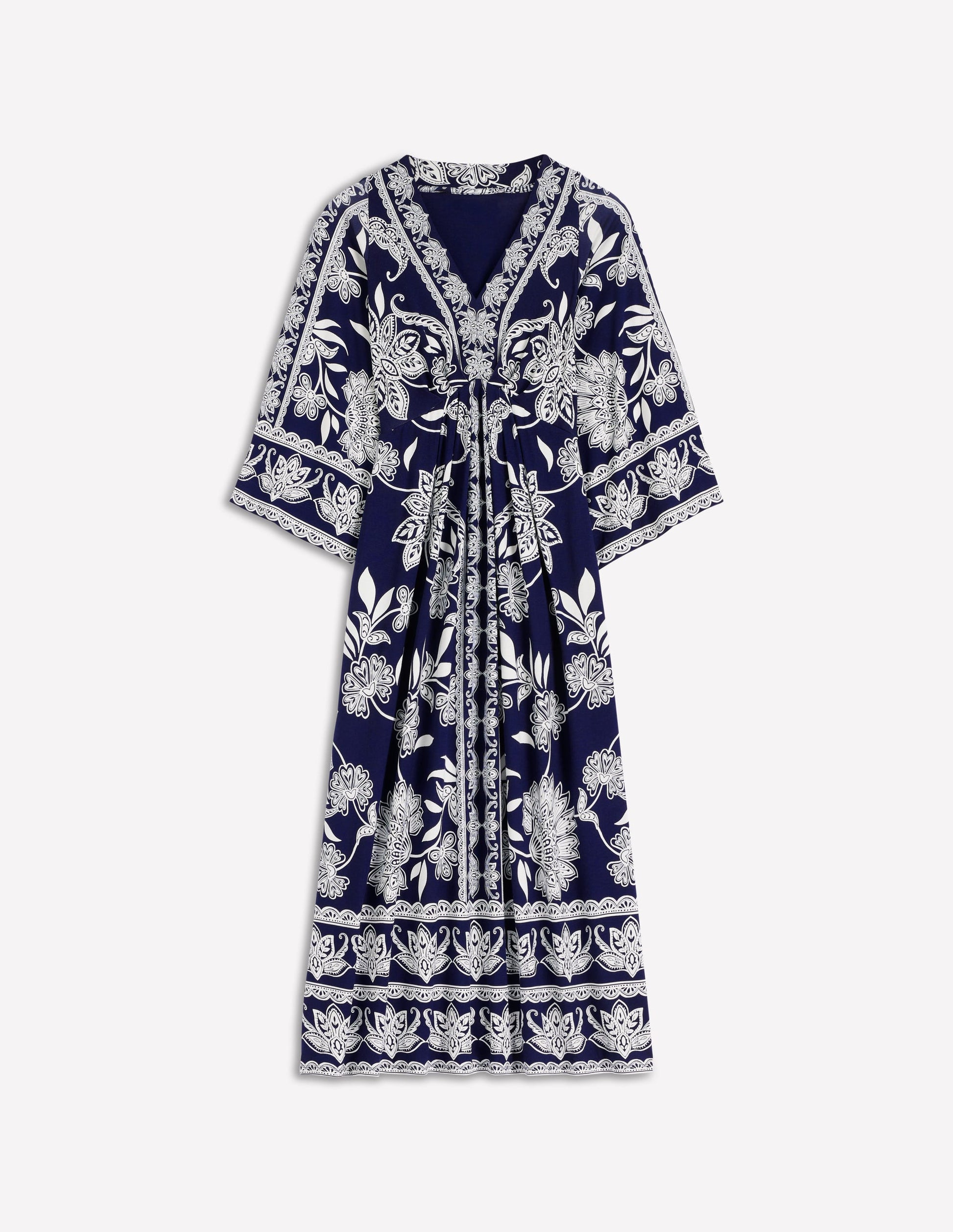 Nell Kimono Midi Jersey Dress-Navy, Elegant Blossom | Boden USA Nell Kimono Midi Jersey Dress-Navy, Elegant Blossom | Boden USA