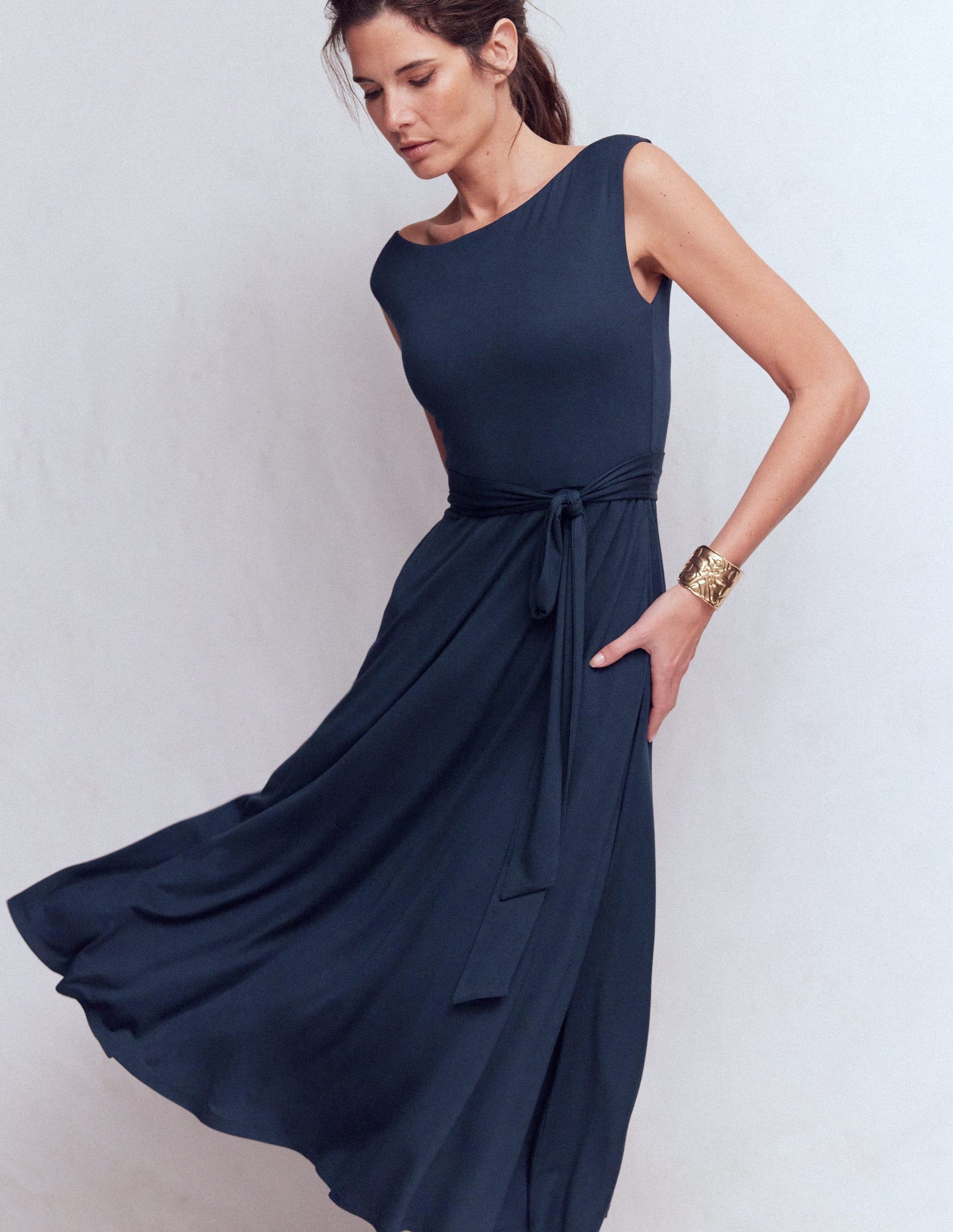 Boden Women's Tamsin Jersey Midi Dress in Blue | Size 8 Boden Women's Tamsin Jersey Midi Dress in Blue | Size 8