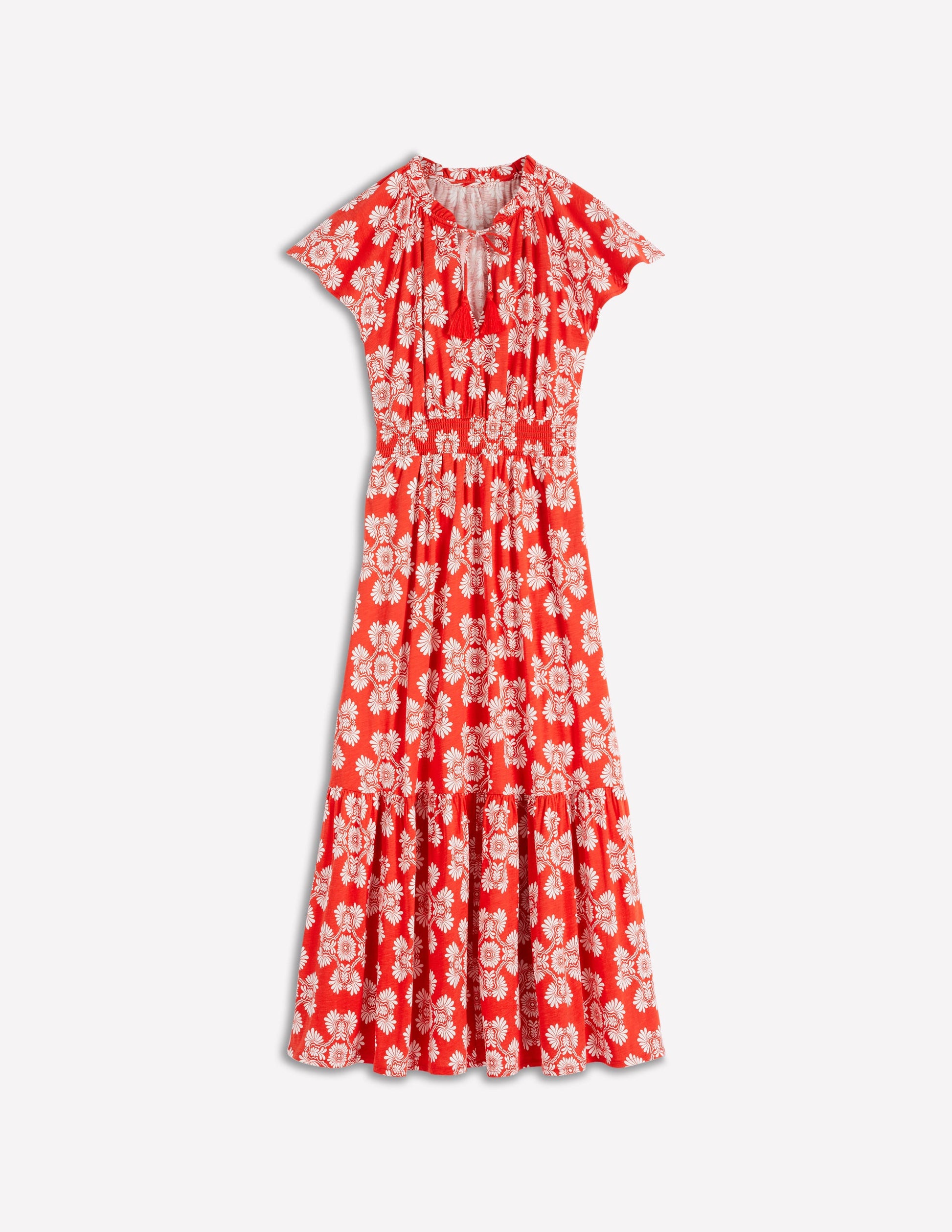 Boden Women's Tala Tiered Jersey Maxi Dress in Red