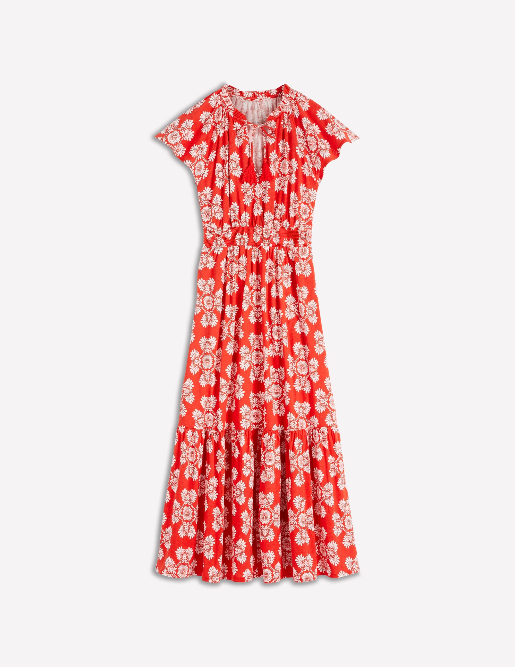 Tala Tiered Jersey Maxi Dress-Blood Orange, Botanical Charm - Image 7