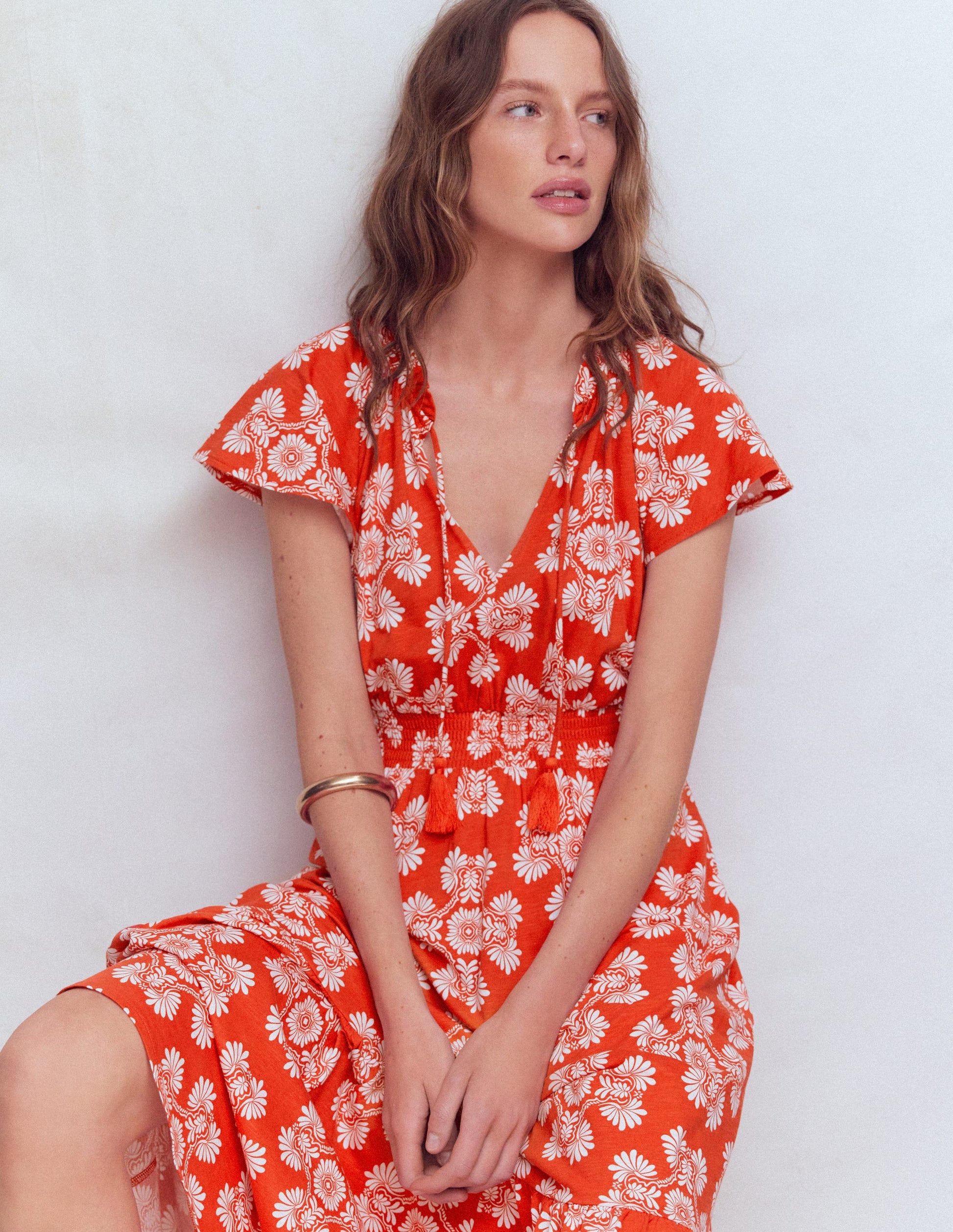 Boden Women's Tala Tiered Jersey Maxi Dress in Red | Size 14 Boden Women's Tala Tiered Jersey Maxi Dress in Red | Size 14