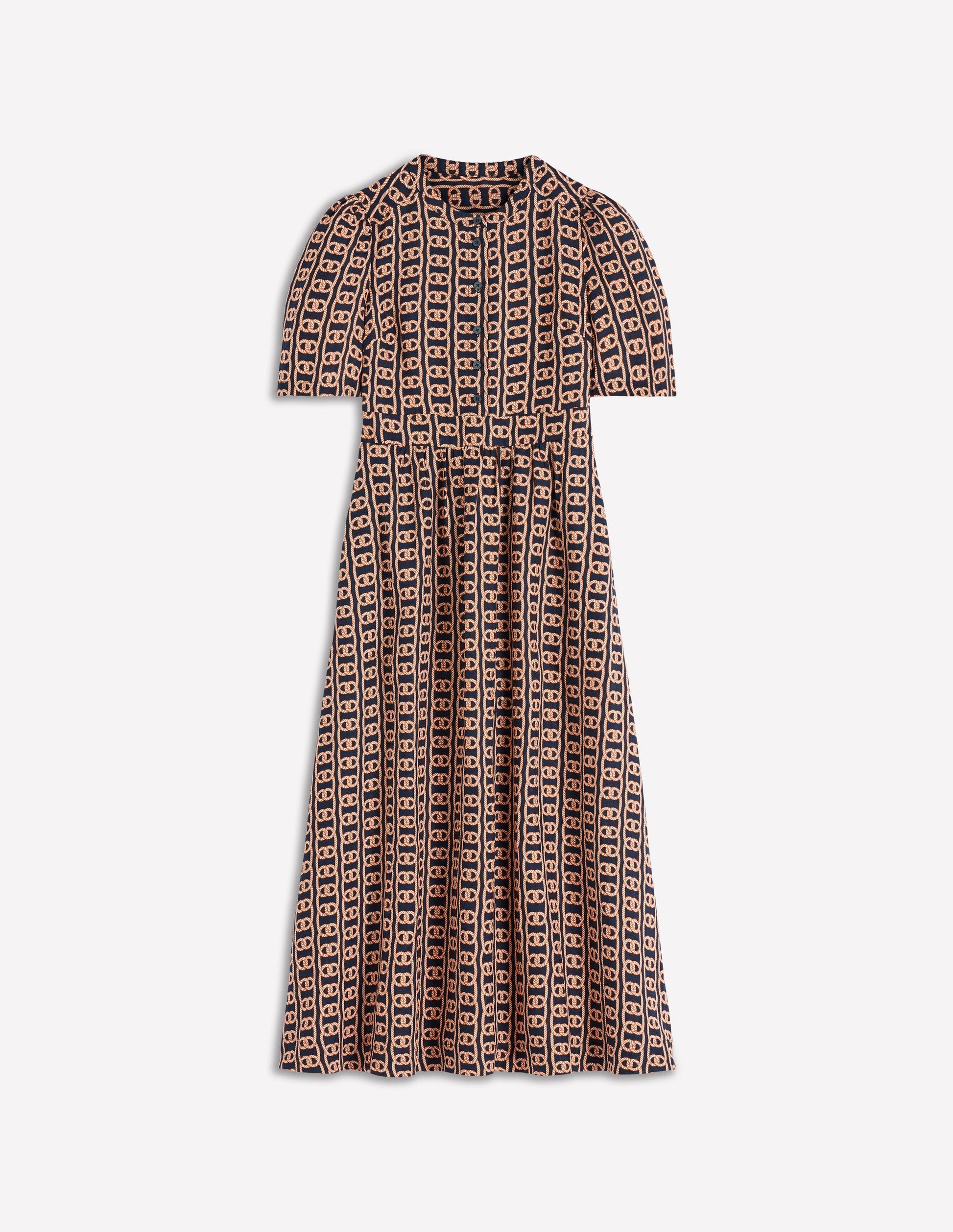 Boden Women's Ivy Placket Linen Midi Dress in Blue | Size 6 Boden Women's Ivy Placket Linen Midi Dress in Blue | Size 6