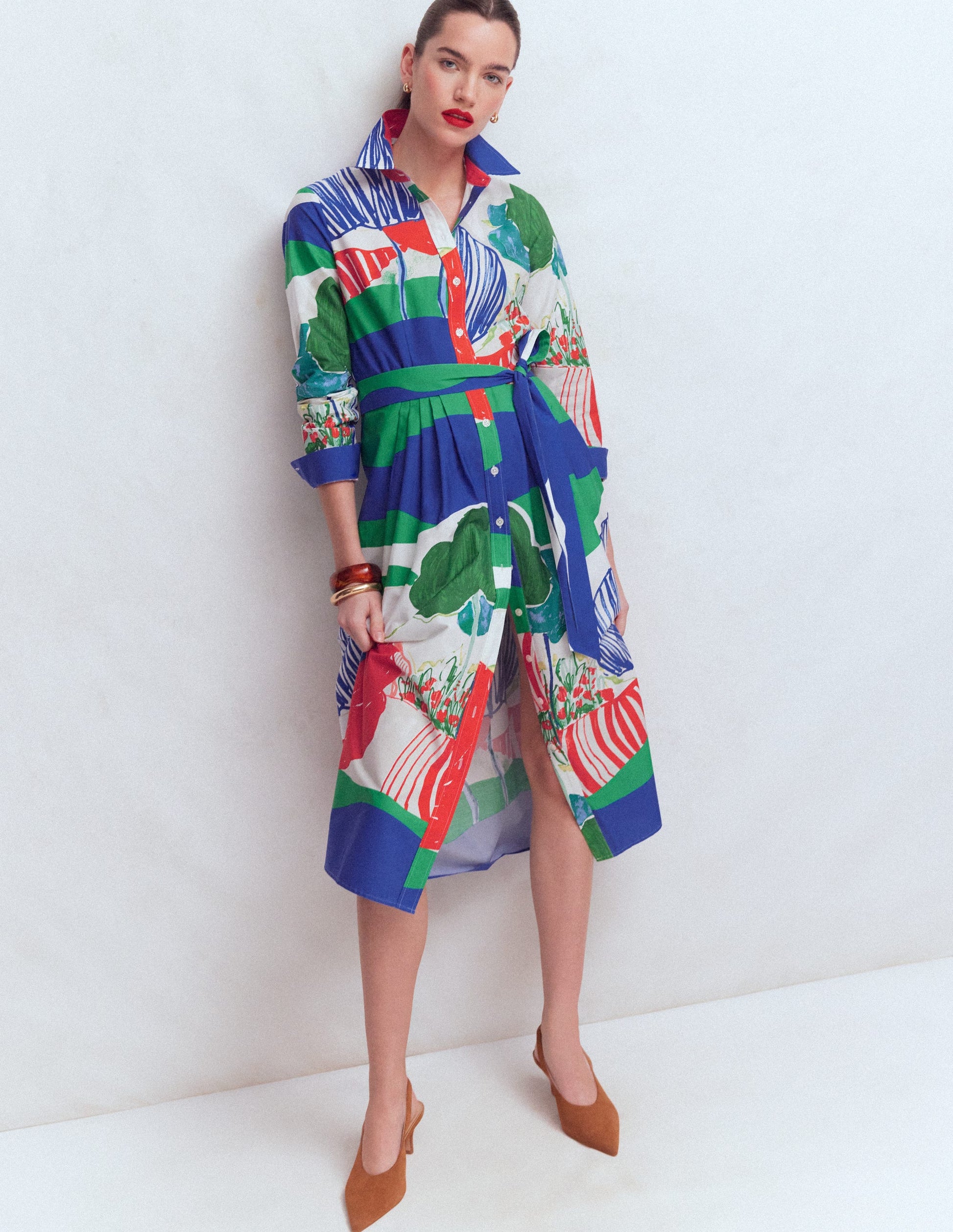 Alexa Long Sleeve Midi Dress-Multi Abstract Valley-4