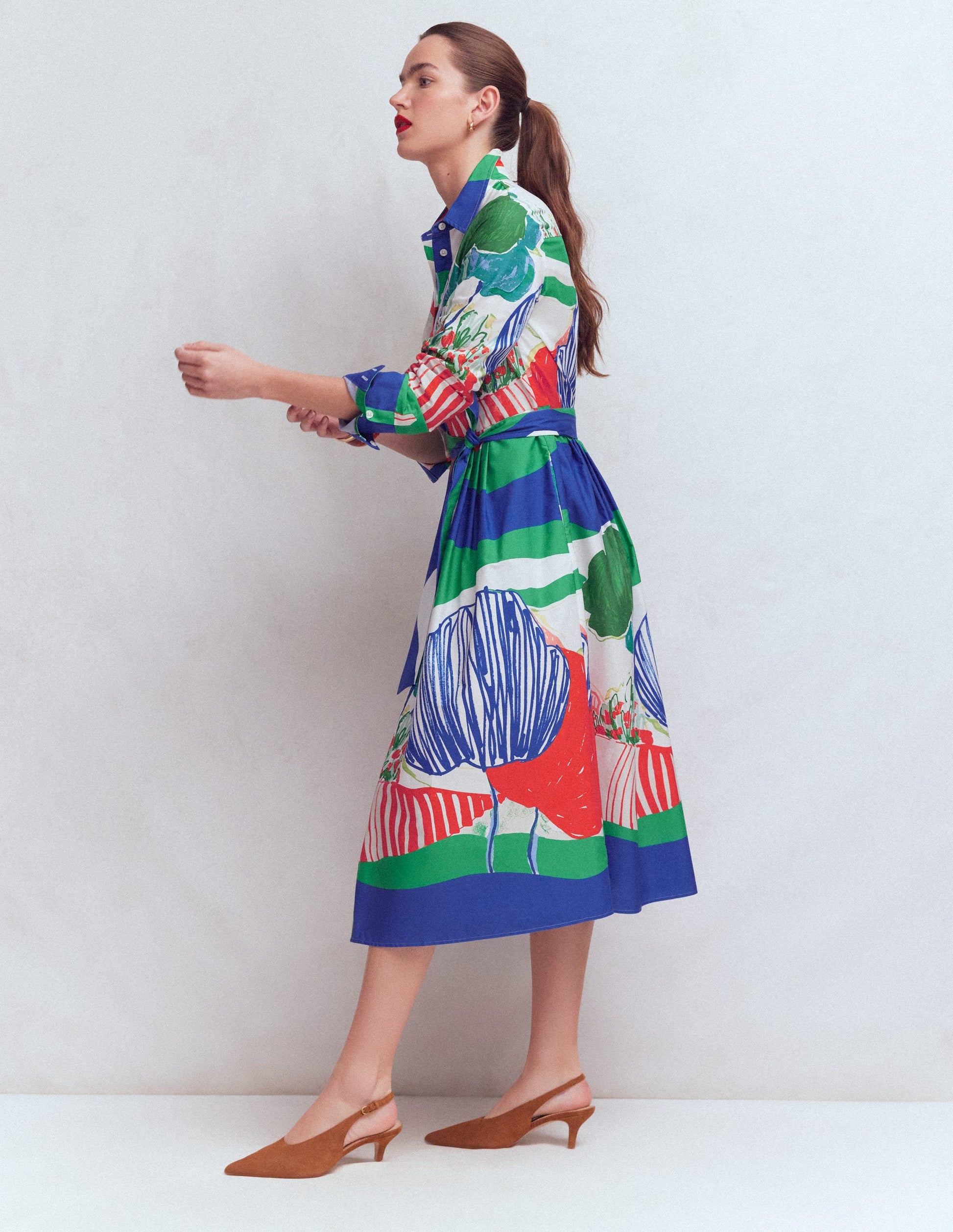 Alexa Long Sleeve Midi Dress-Multi Abstract Valley | Boden USA Alexa Long Sleeve Midi Dress-Multi Abstract Valley | Boden USA