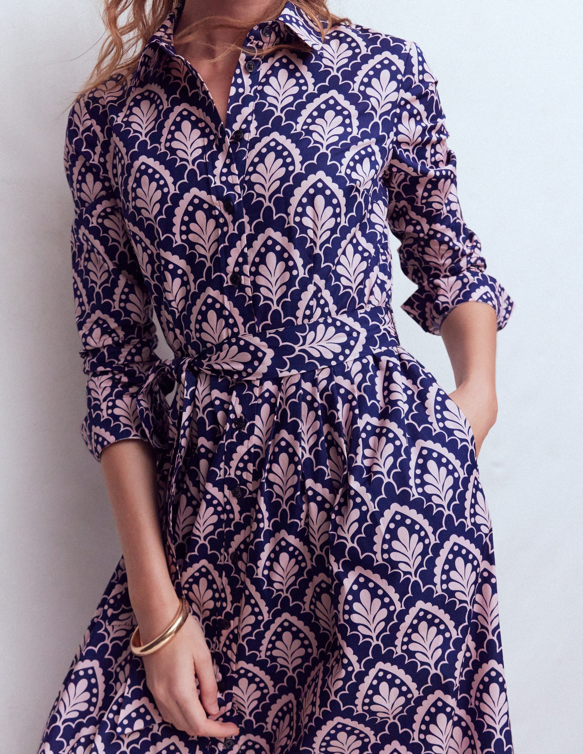 Boden Women's Alexa Cotton Midi Shirt Dress in Blue Boden Women's Alexa Cotton Midi Shirt Dress in Blue