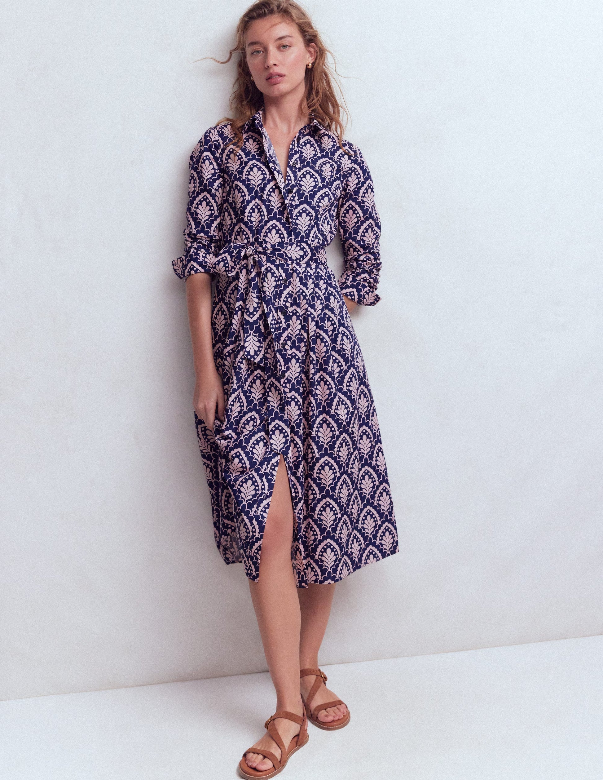 Boden Women's Alexa Cotton Midi Shirt Dress in Blue | Size 0 Boden Women's Alexa Cotton Midi Shirt Dress in Blue | Size 0