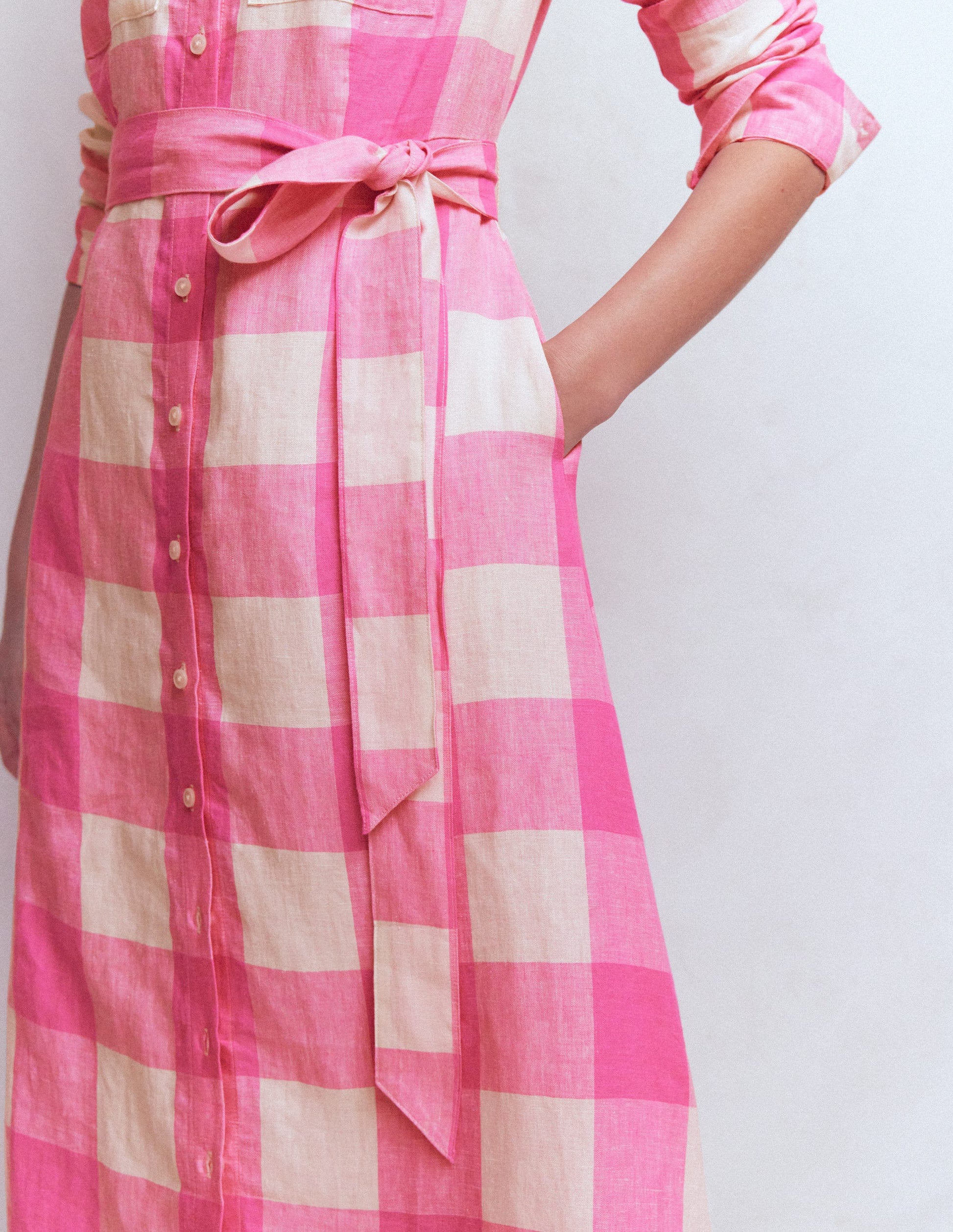 Boden Women's Mollie Linen Midi Dress in Pink | Size 6 Boden Women's Mollie Linen Midi Dress in Pink | Size 6