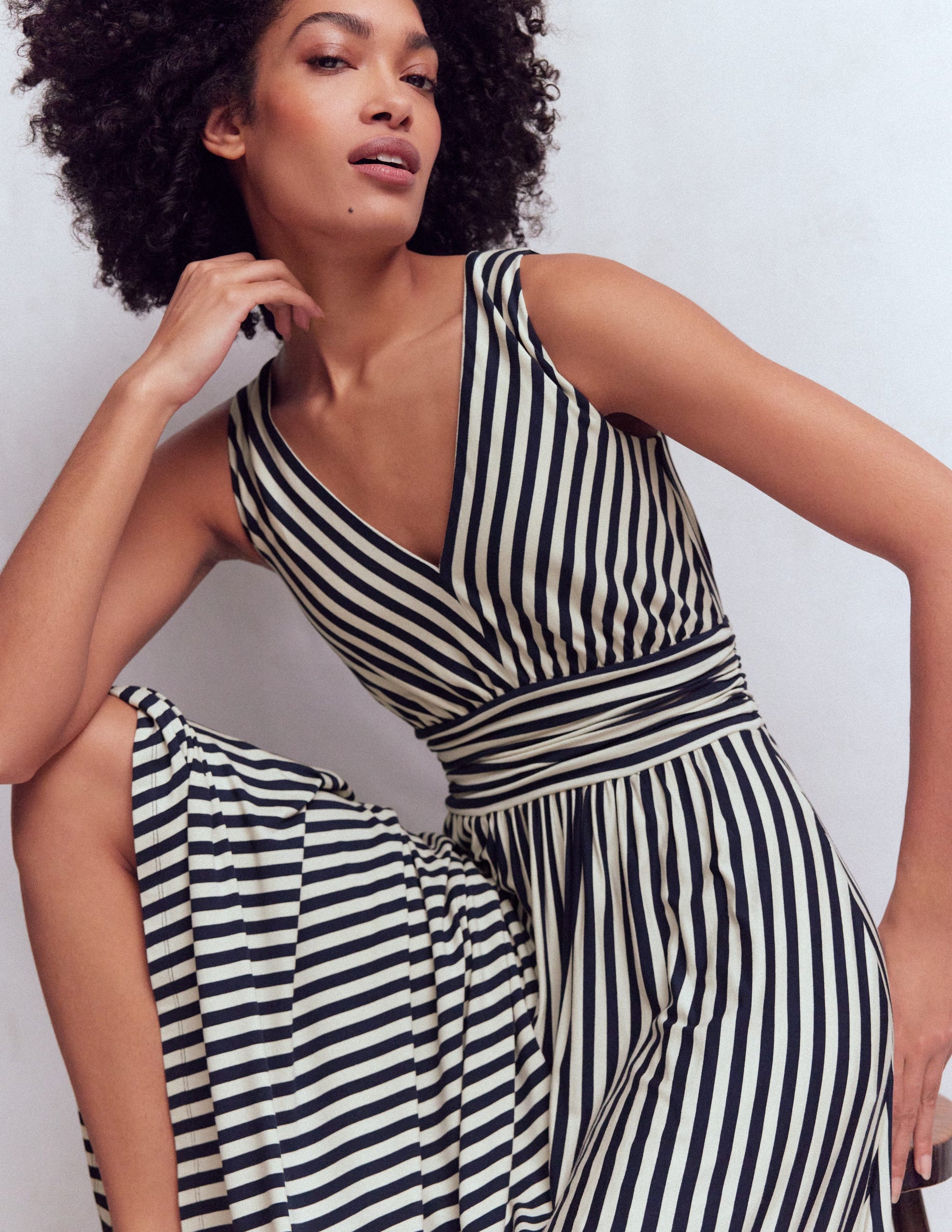 Elodie Jersey Maxi Dress-Navy and Ivory Stripe | Boden USA Elodie Jersey Maxi Dress-Navy and Ivory Stripe | Boden USA